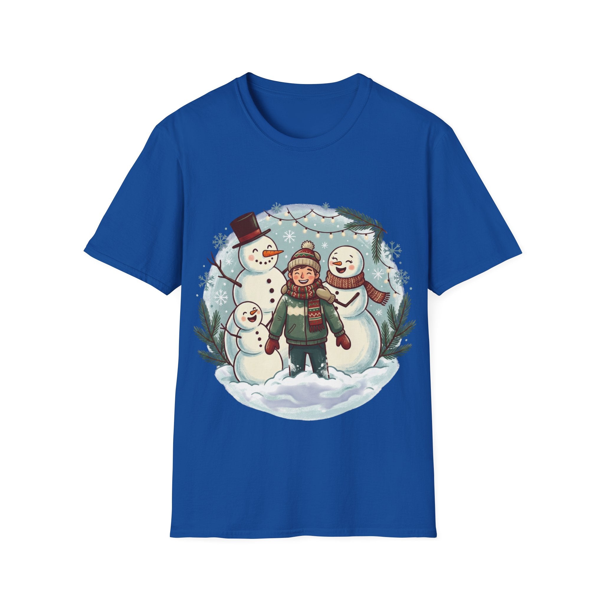 Christmas T-Shirt: Snow family making human snowman