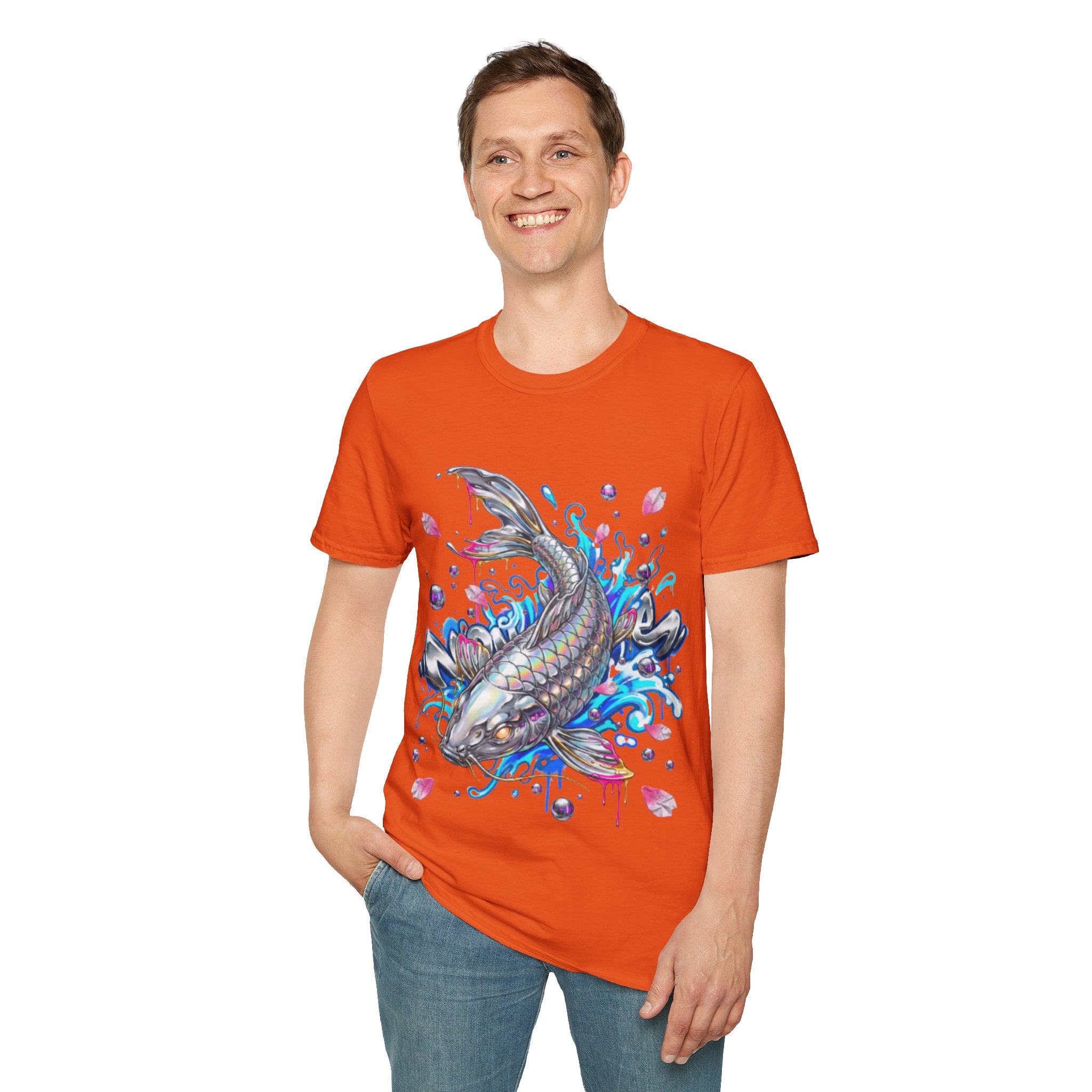 Trendy Holographic Koi T-Shirt for Urban Streetwear