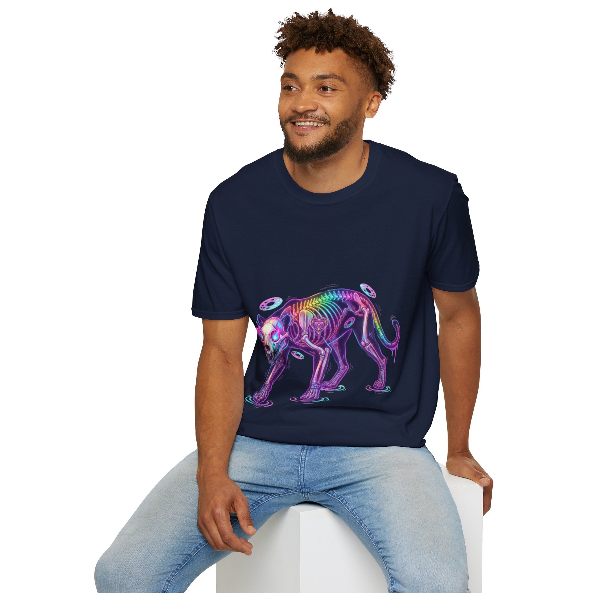 Neon Skeleton Panther Tee - Trendy Urban Streetwear