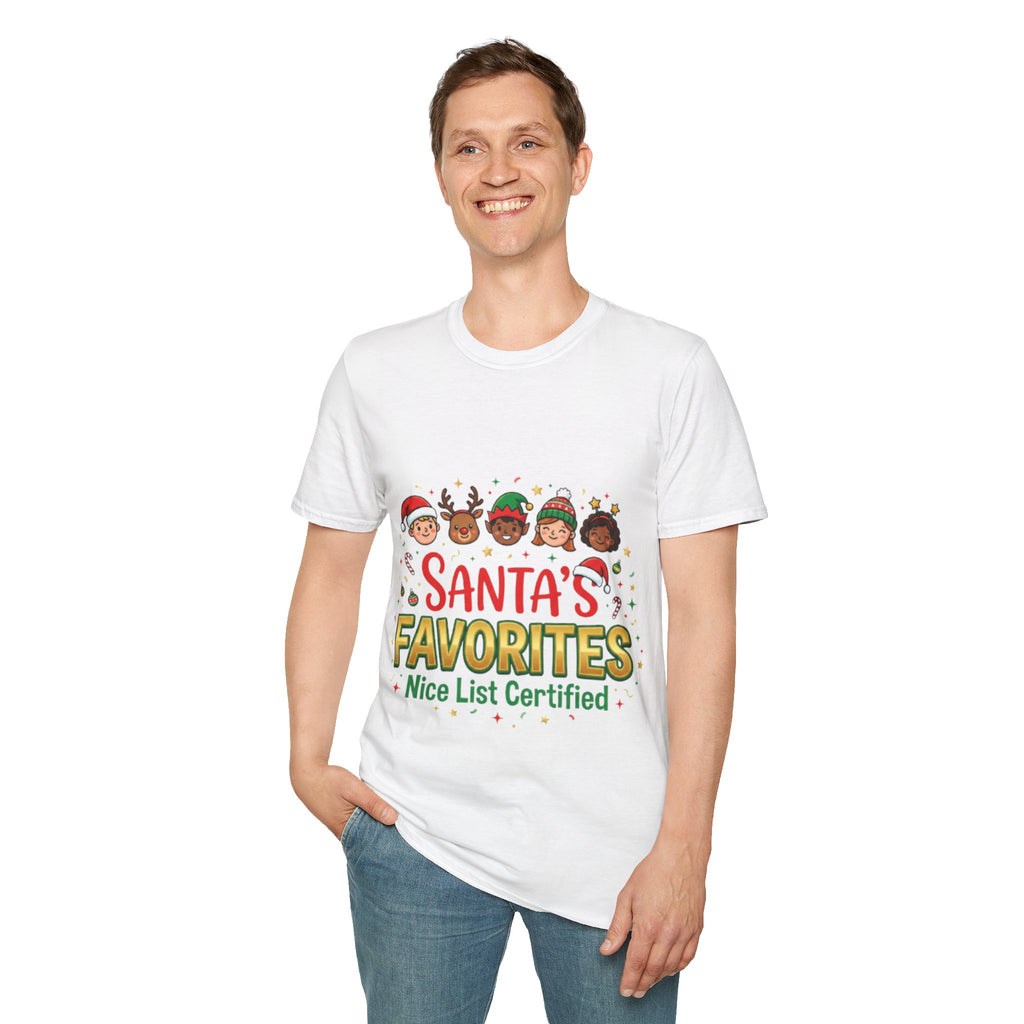 Santa's Favorites Crew T-shirt | Cute Matching Christmas Tee