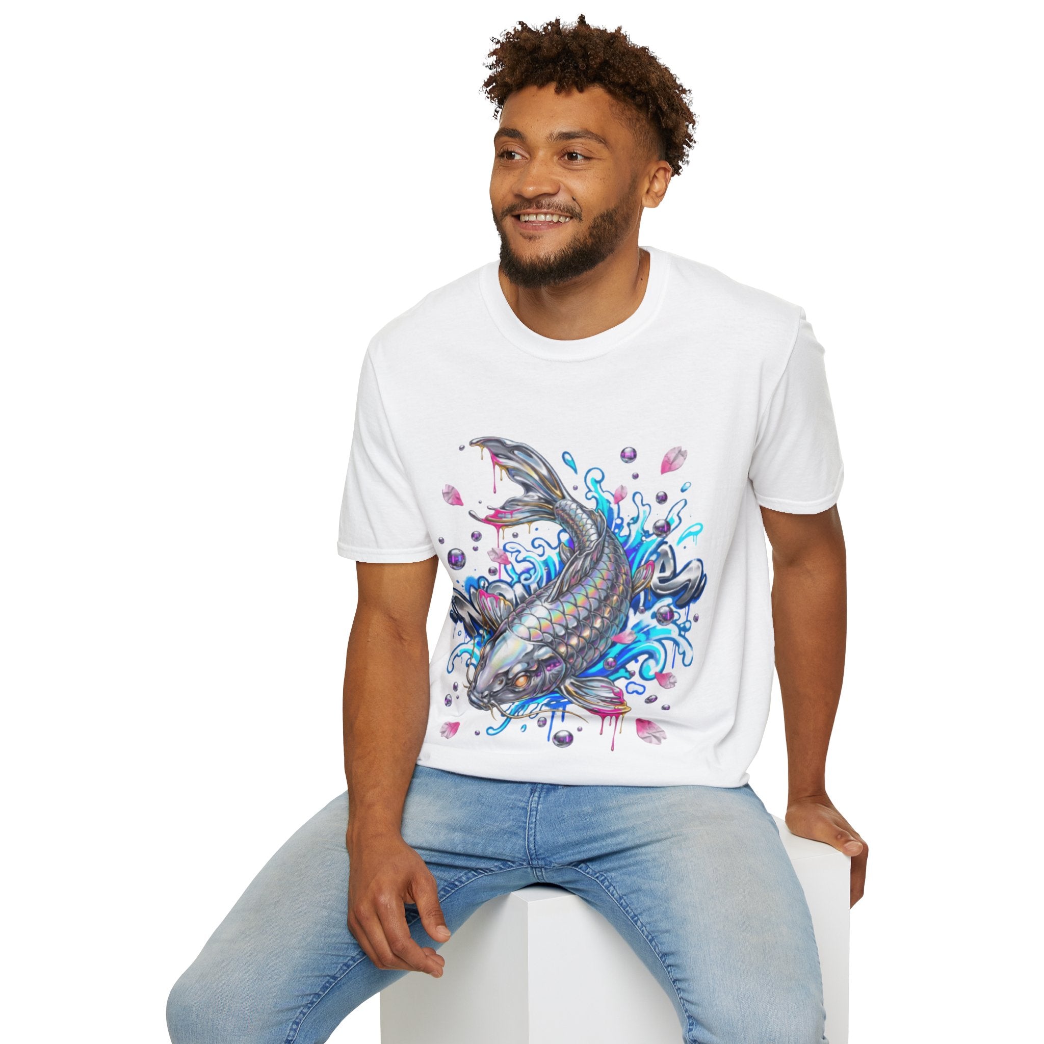 Trendy Holographic Koi T-Shirt for Urban Streetwear
