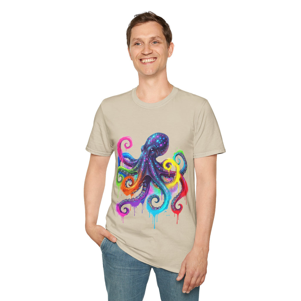 Vibrant Octopus Drip Tee - Urban Streetwear Trend