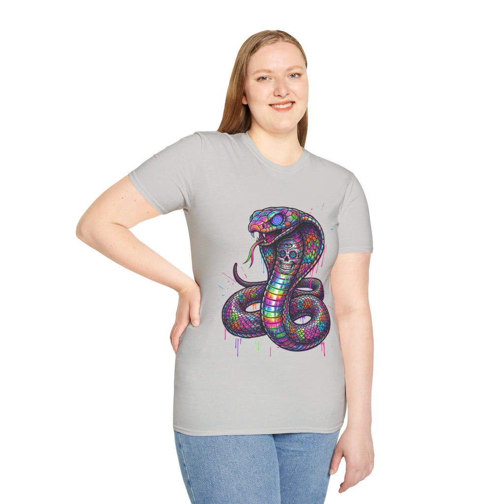 Vibrant Urban Snake Skull T-Shirt - Trendy Streetwear