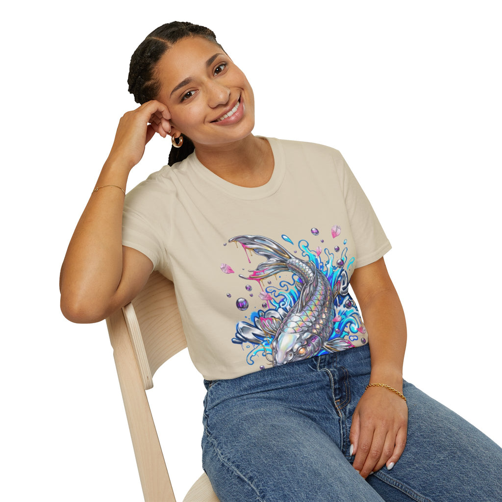 Trendy Holographic Koi T-Shirt for Urban Streetwear