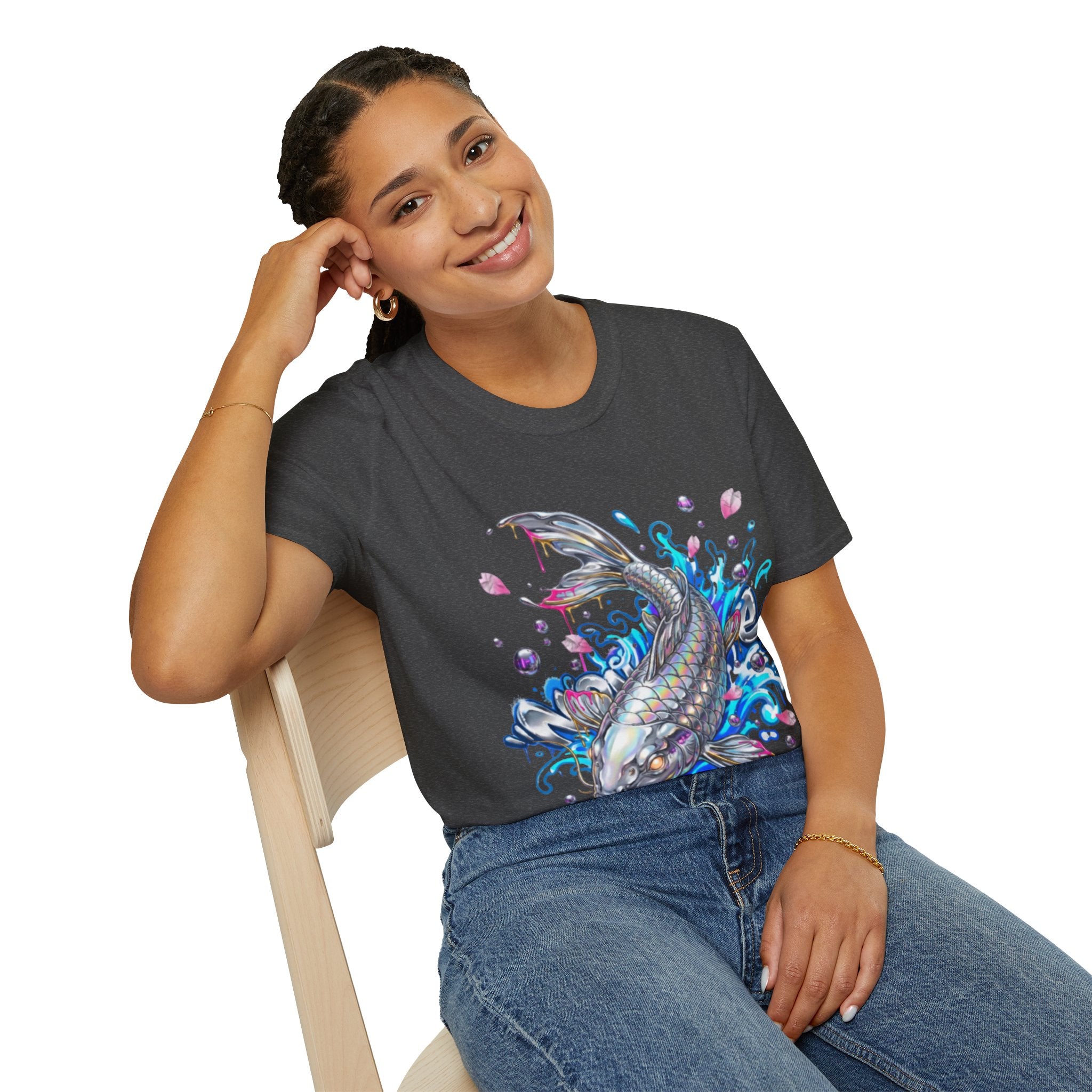 Trendy Holographic Koi T-Shirt for Urban Streetwear