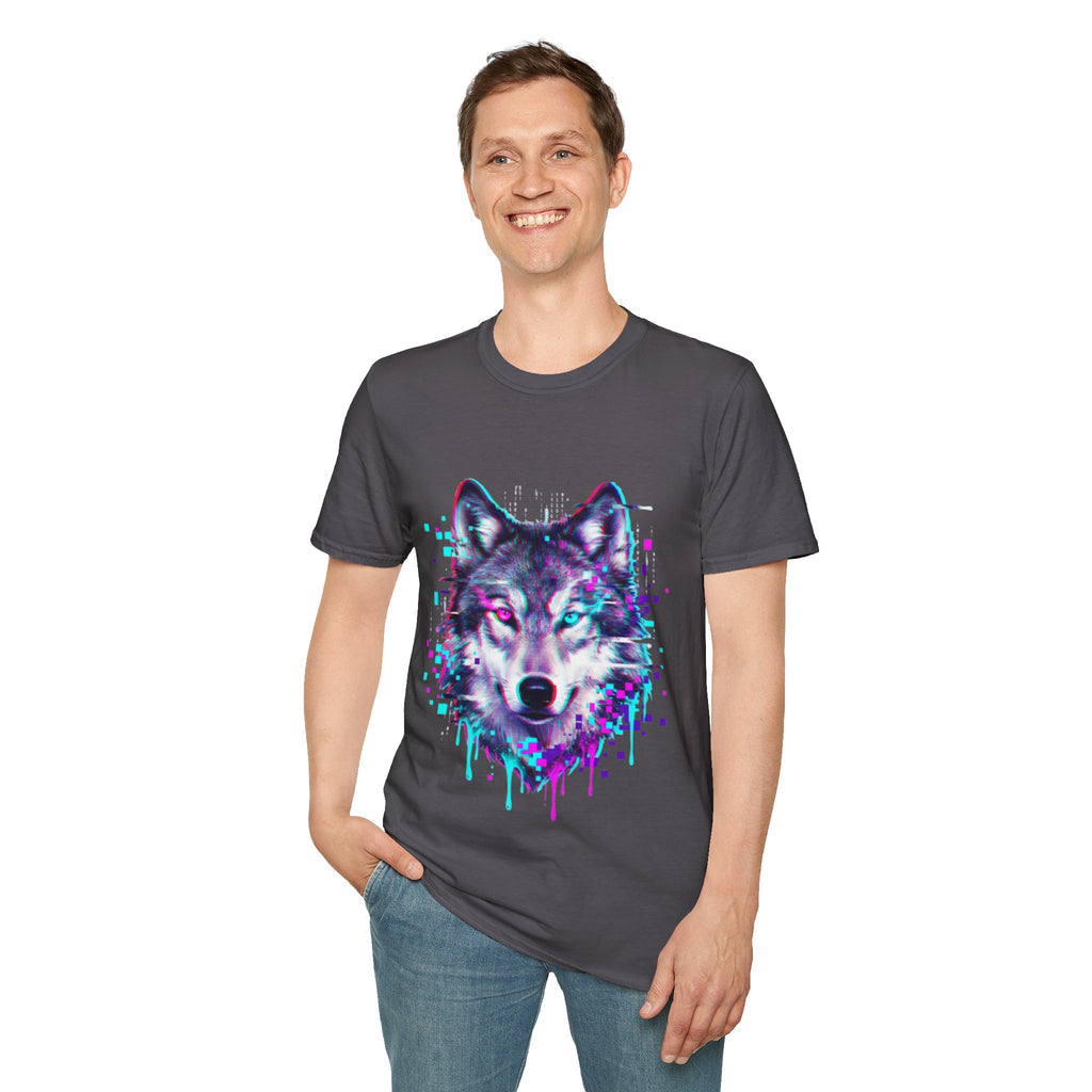 Urban Glitch Wolf Tee - Trendy Streetwear Vibes