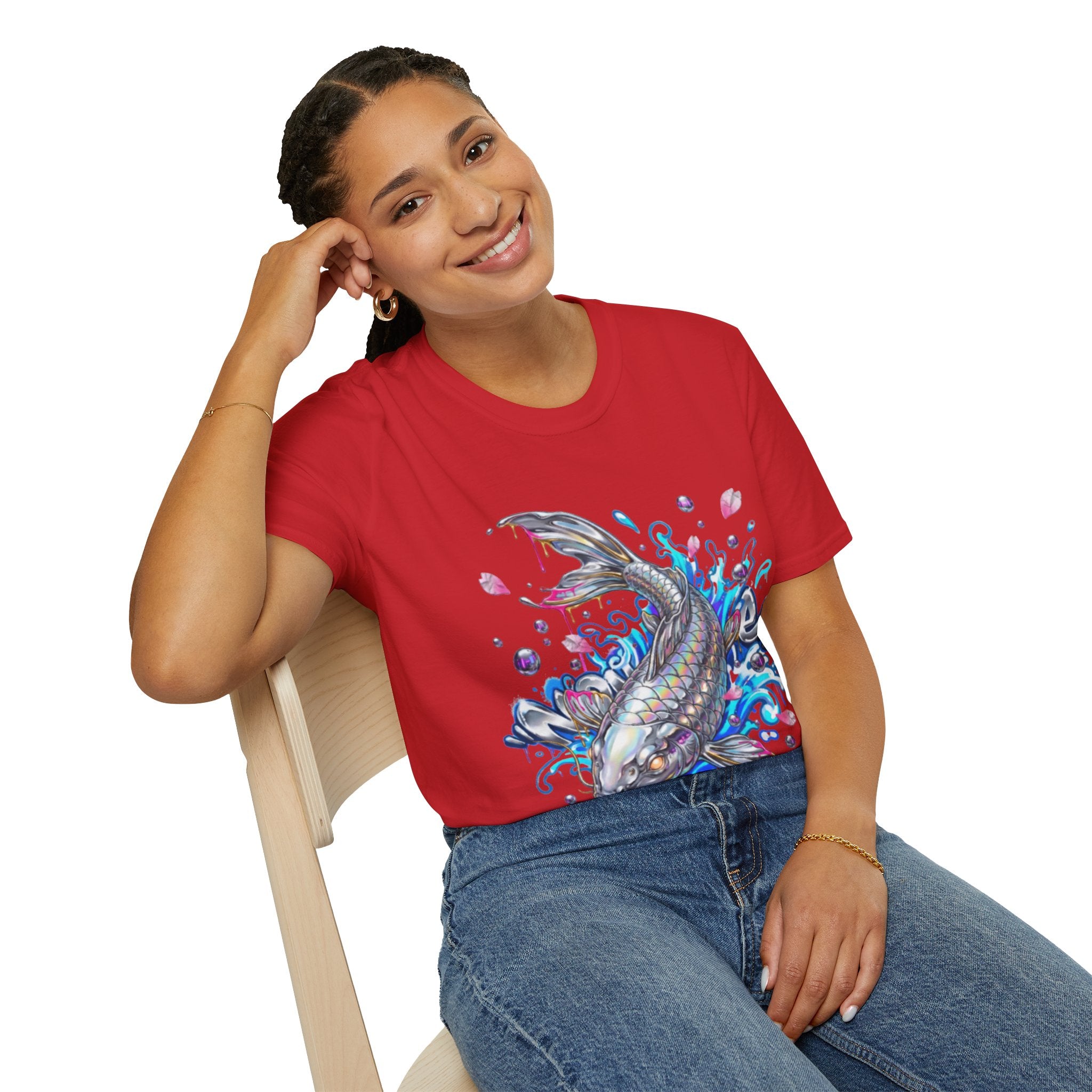 Trendy Holographic Koi T-Shirt for Urban Streetwear