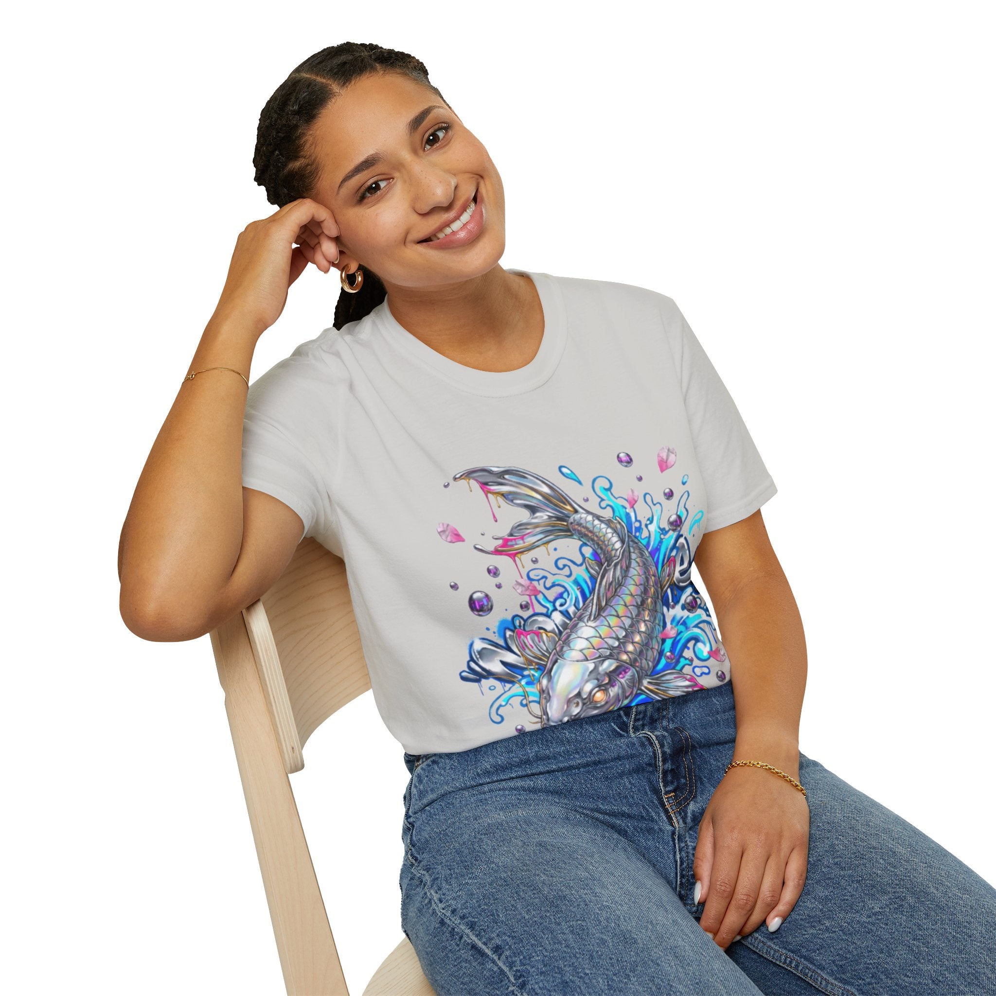 Trendy Holographic Koi T-Shirt for Urban Streetwear