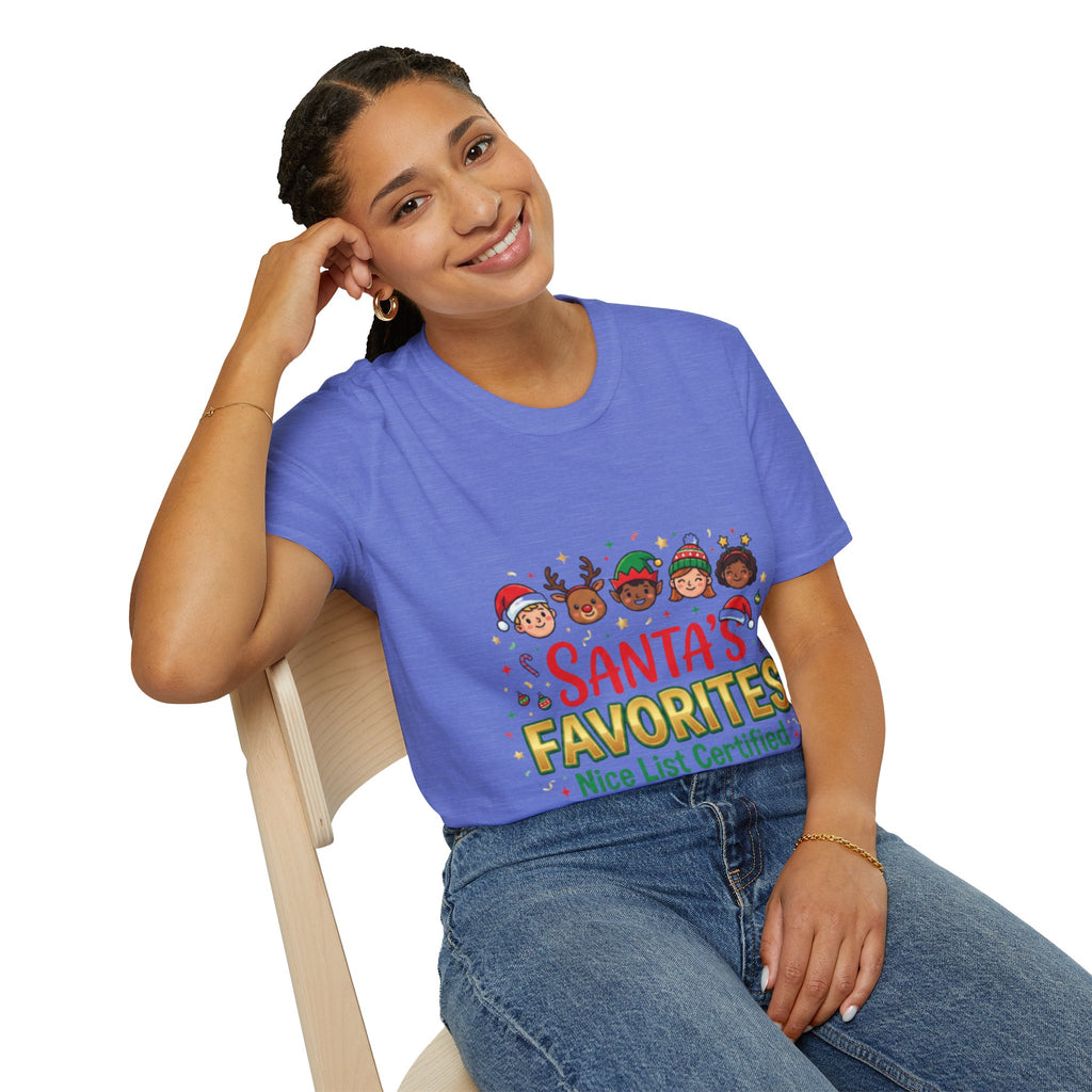Santa's Favorites Crew T-shirt | Cute Matching Christmas Tee