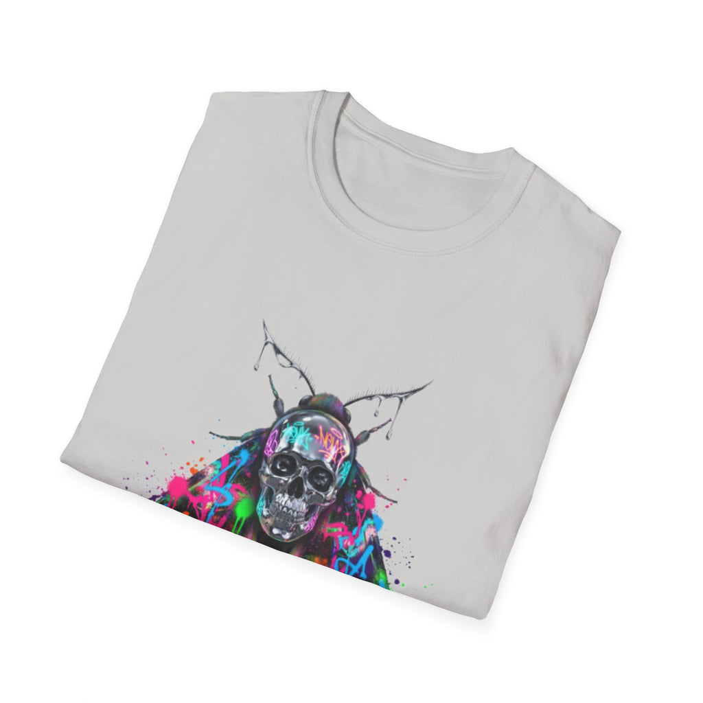 Vibrant Skull Moth Graffiti T-Shirt - Urban Streetwear