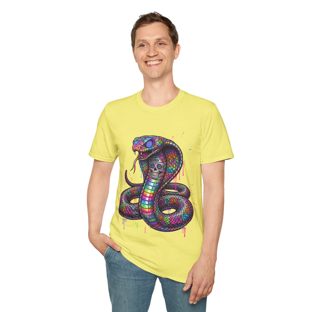 Vibrant Urban Snake Skull T-Shirt - Trendy Streetwear