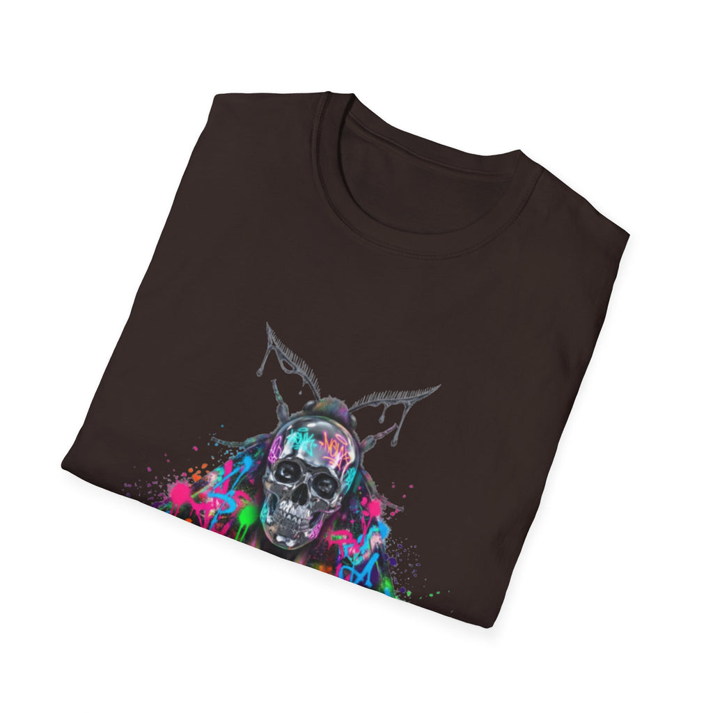 Vibrant Skull Moth Graffiti T-Shirt - Urban Streetwear