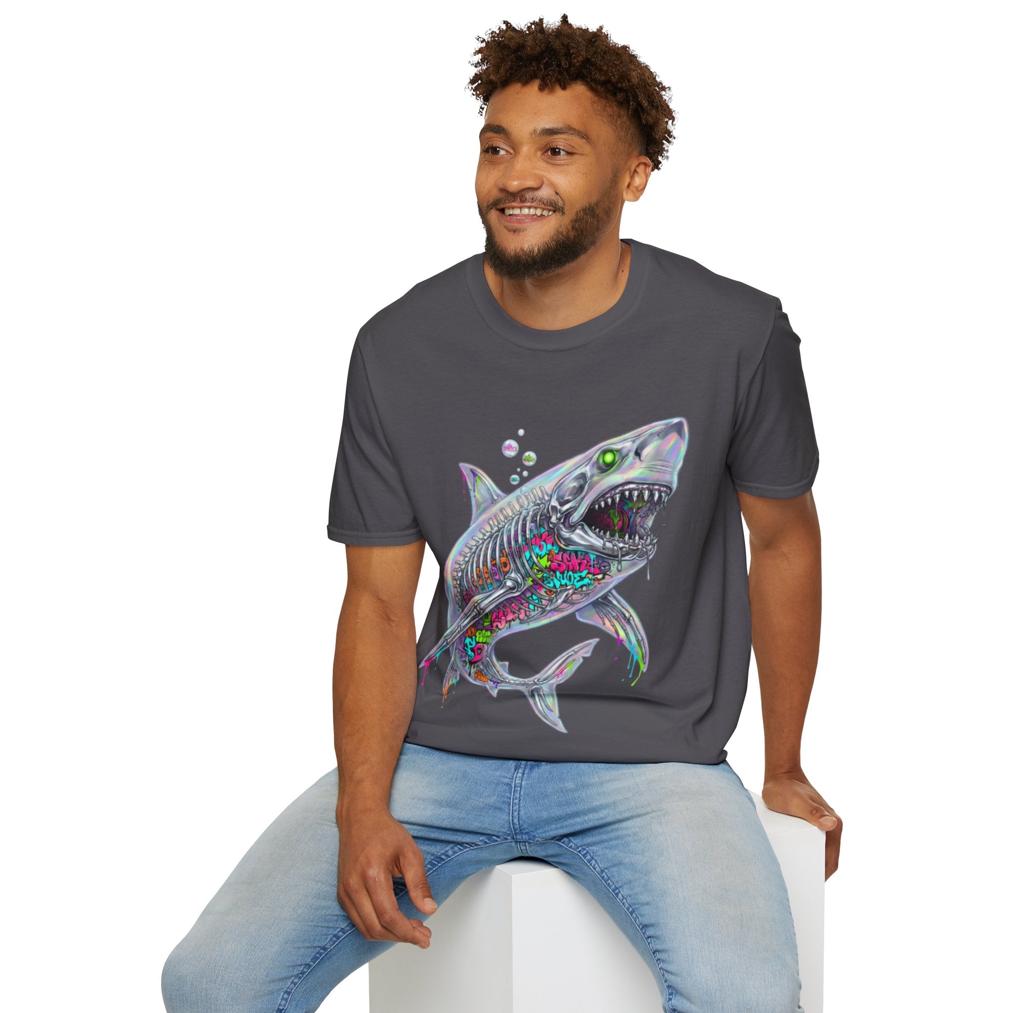 Iridescent Shark Streetwear T-Shirt - Urban Style