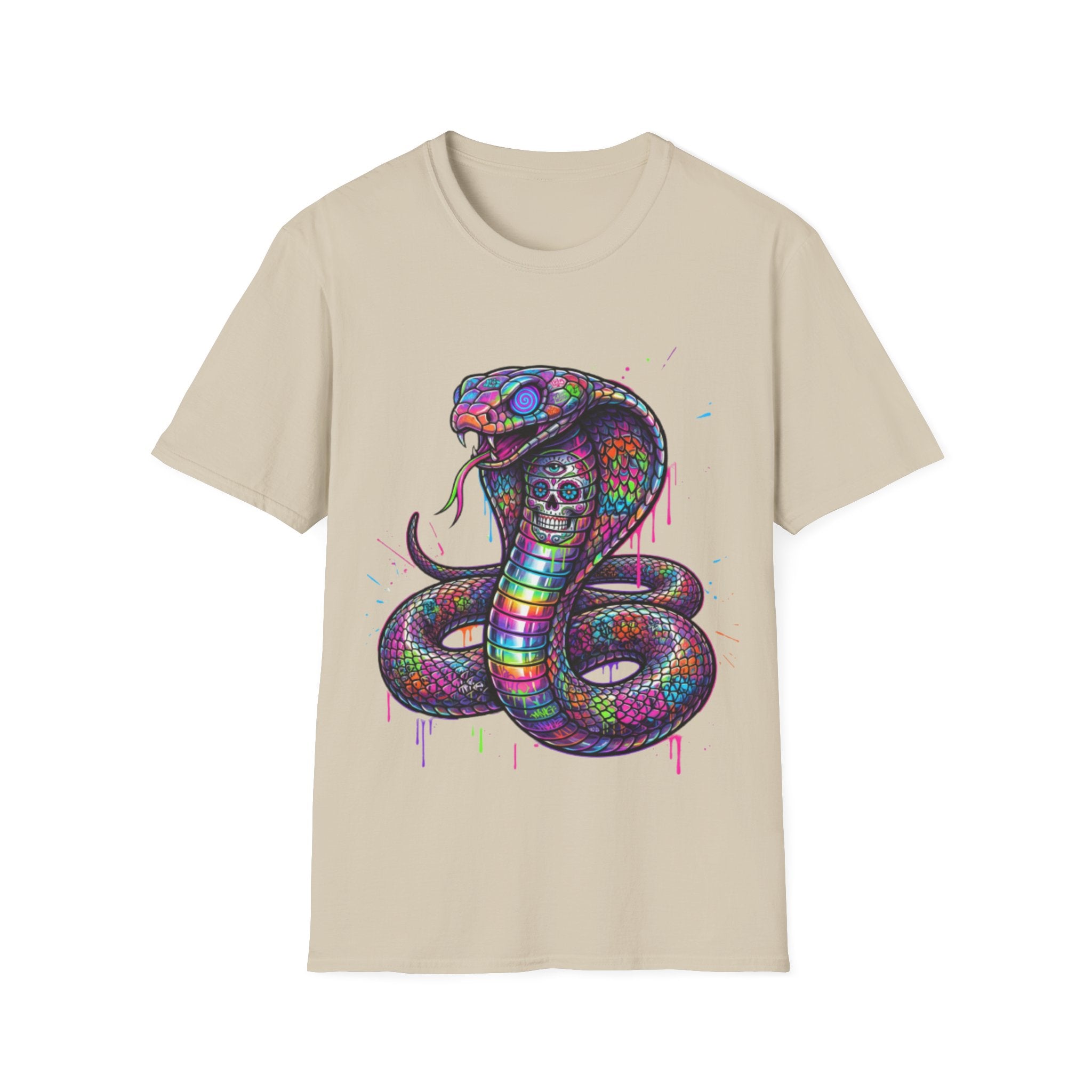 Vibrant Urban Snake Skull T-Shirt - Trendy Streetwear