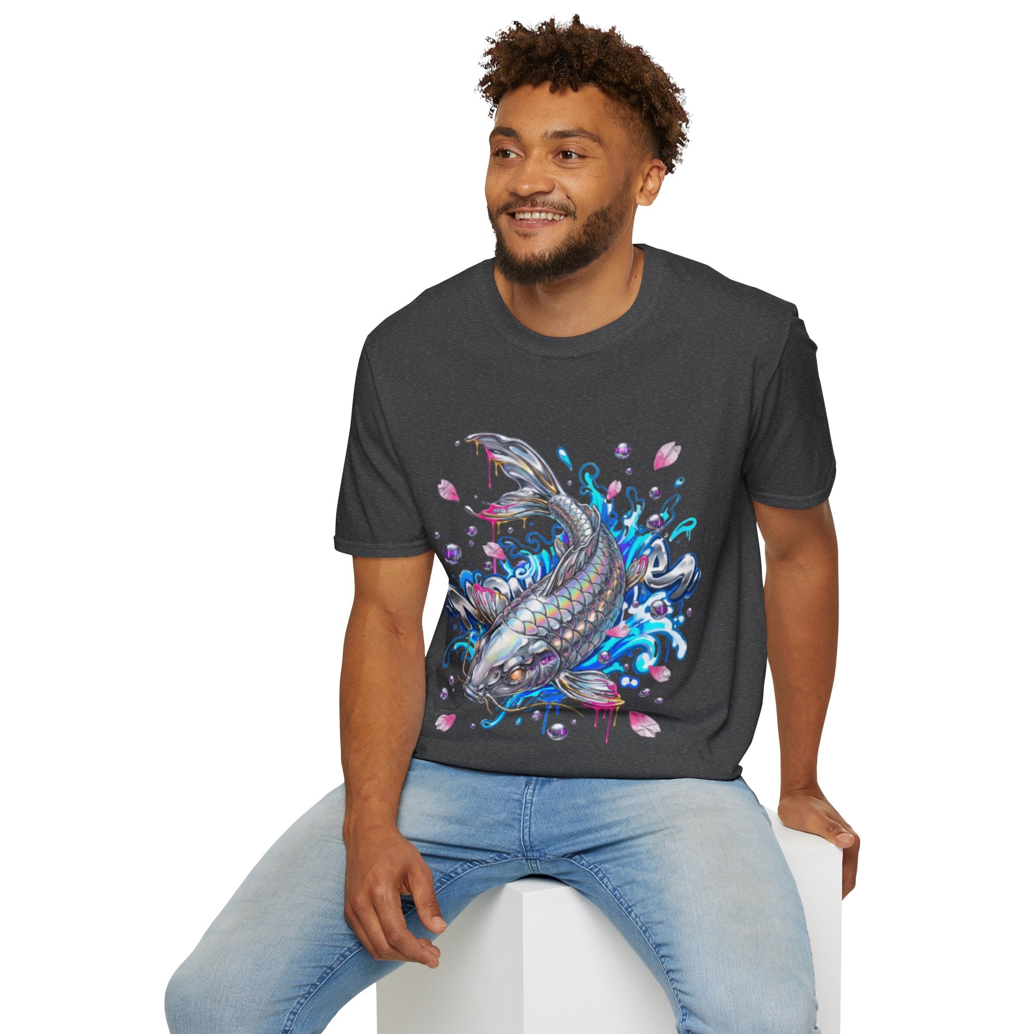 Trendy Holographic Koi T-Shirt for Urban Streetwear