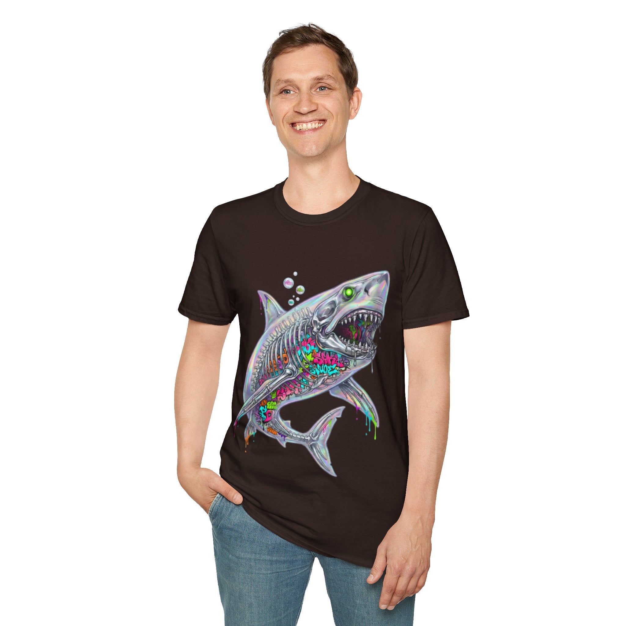 Iridescent Shark Streetwear T-Shirt - Urban Style