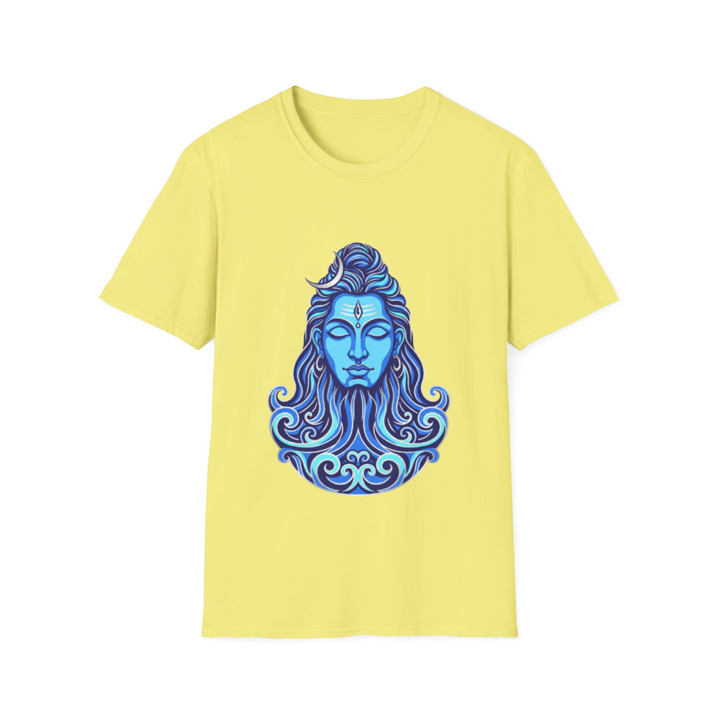 Mahadev Face on Water T-Shirt - Blue Divine Magic