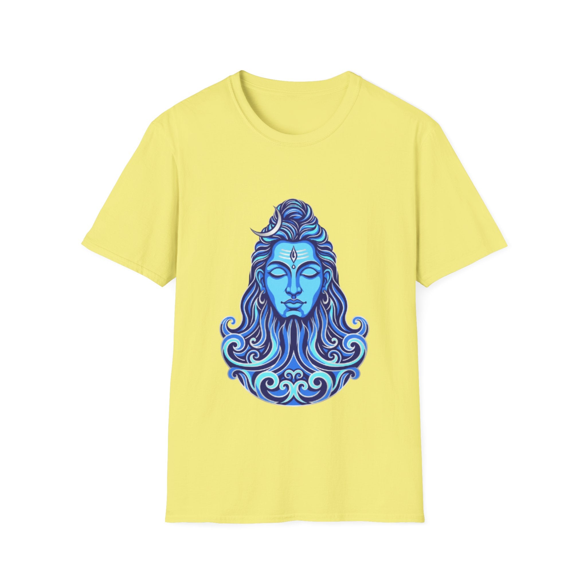 Mahadev Face on Water T-Shirt - Blue Divine Magic