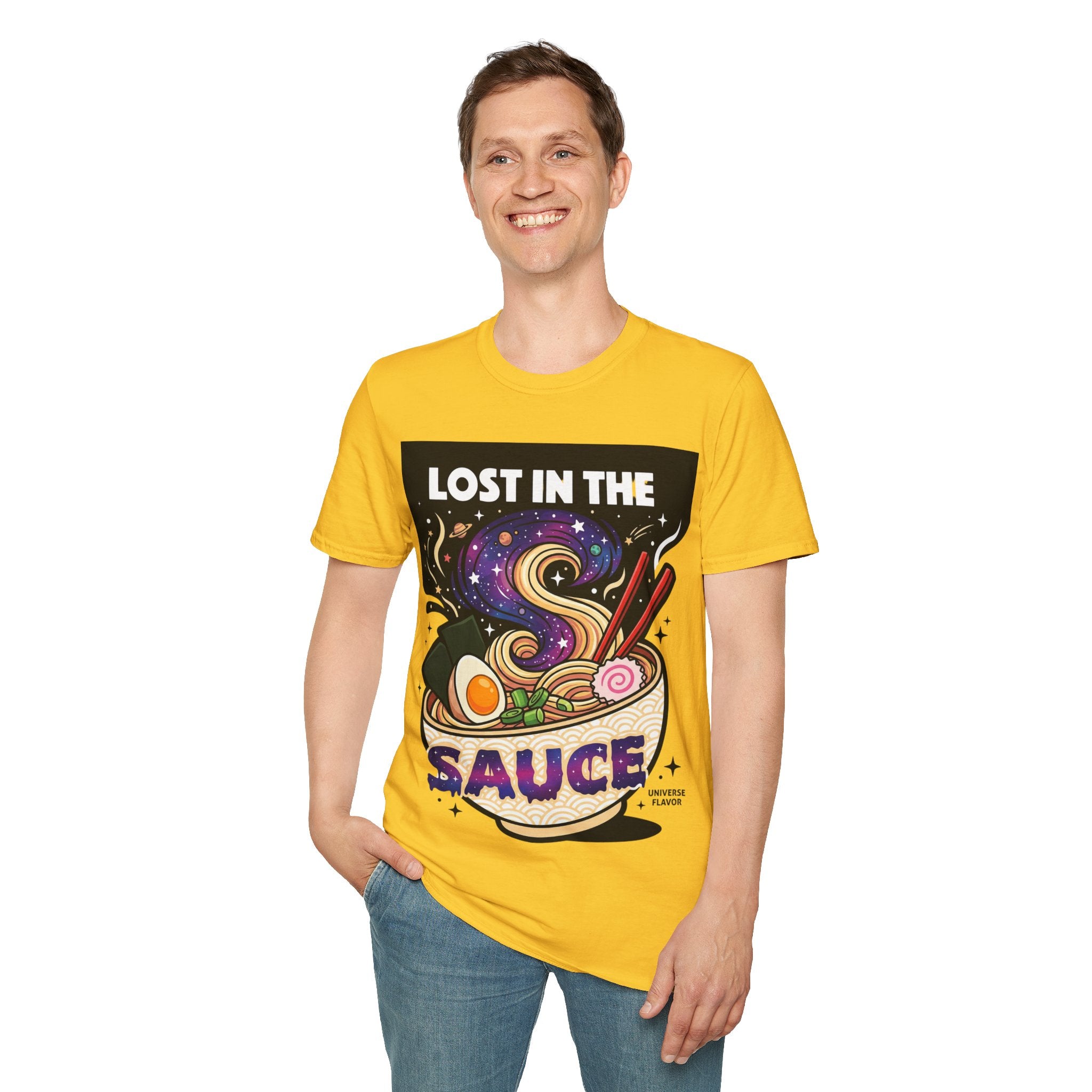 Lost in the Sauce Ramen Graphic Tee | Cosmic Noodle Bowl Streetwear Shirt