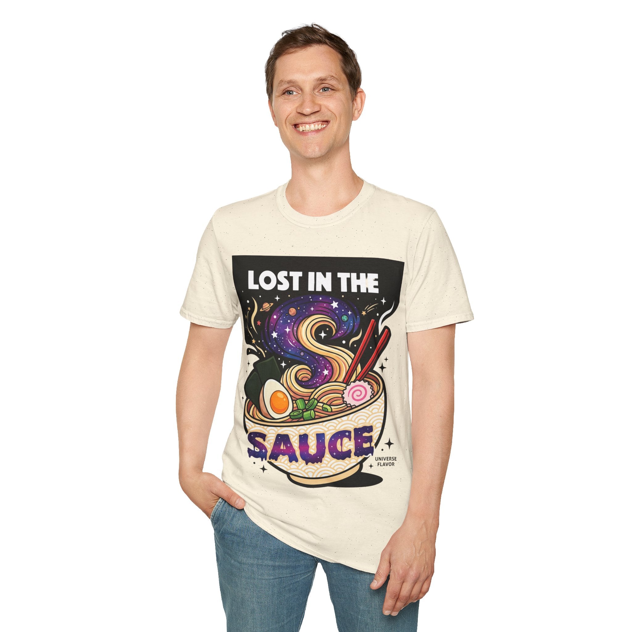 Lost in the Sauce Ramen Graphic Tee | Cosmic Noodle Bowl Streetwear Shirt