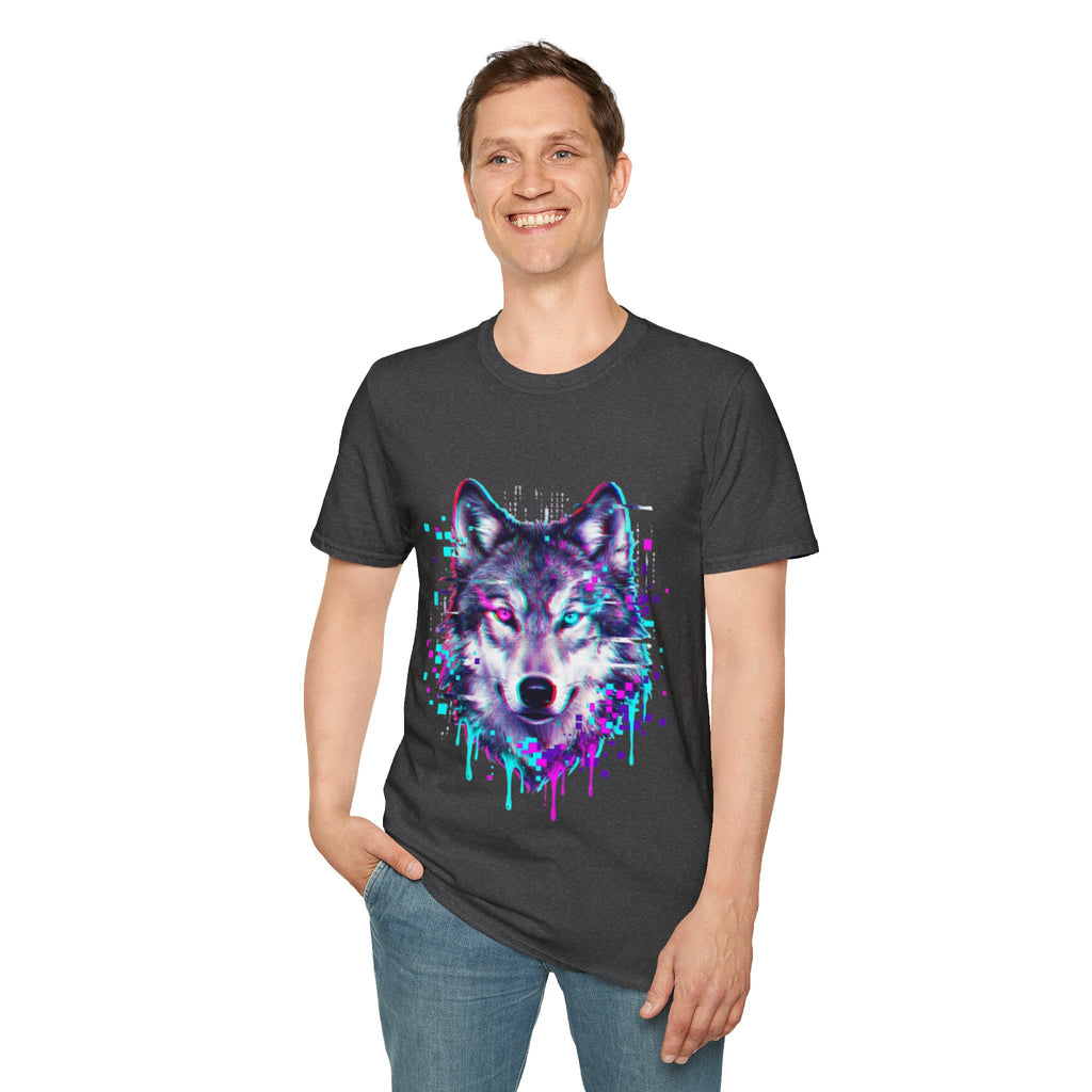 Urban Glitch Wolf Tee - Trendy Streetwear Vibes