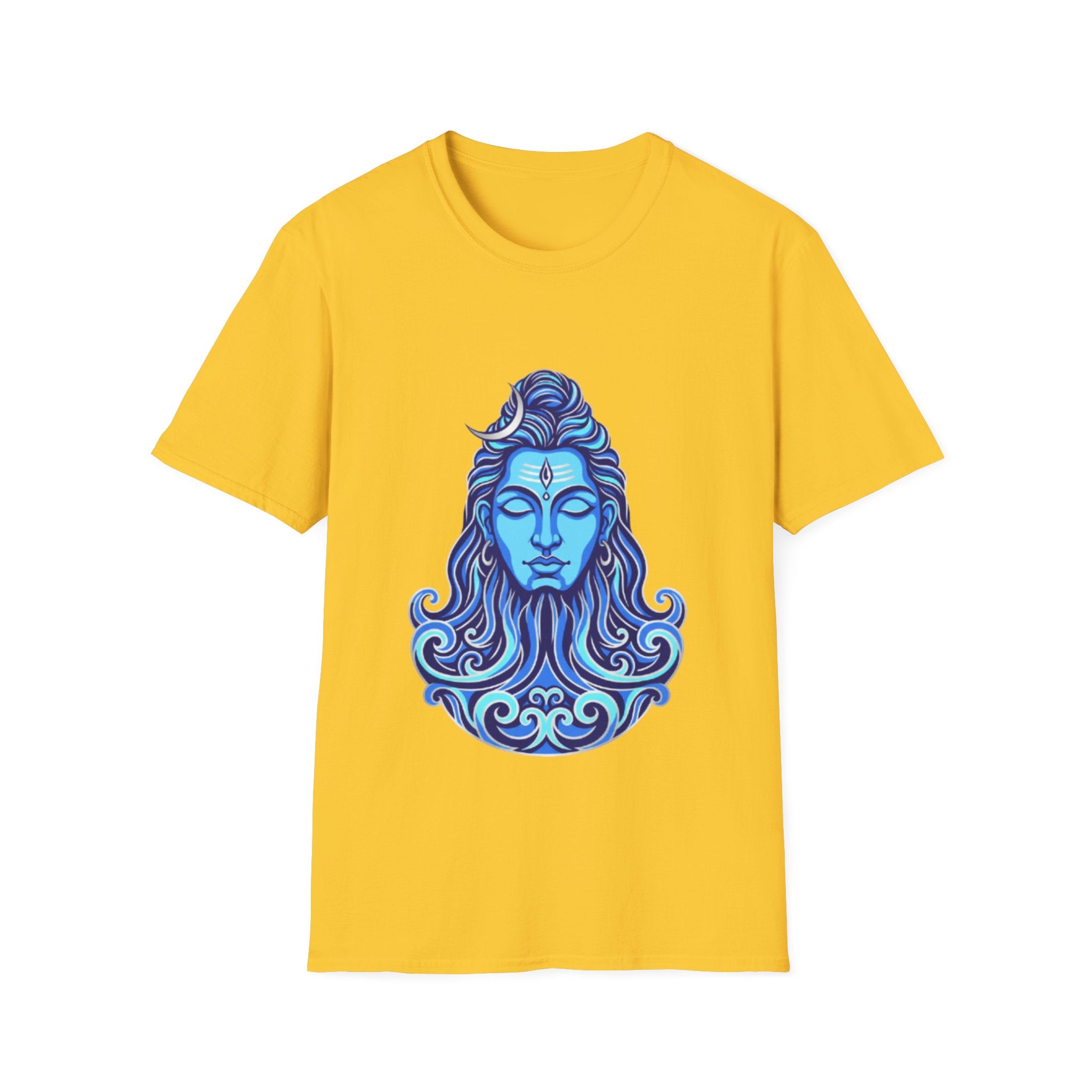 Mahadev Face on Water T-Shirt - Blue Divine Magic