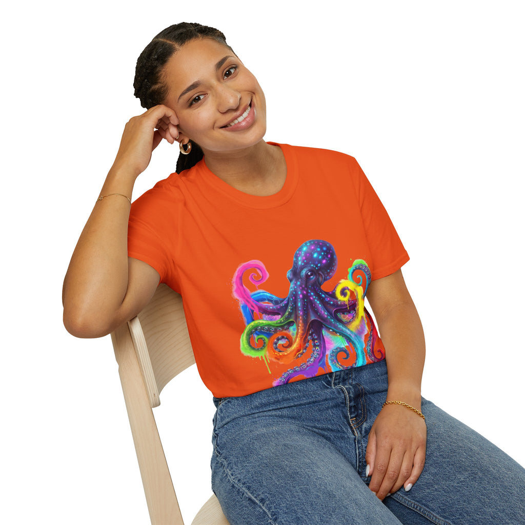 Vibrant Octopus Drip Tee - Urban Streetwear Trend