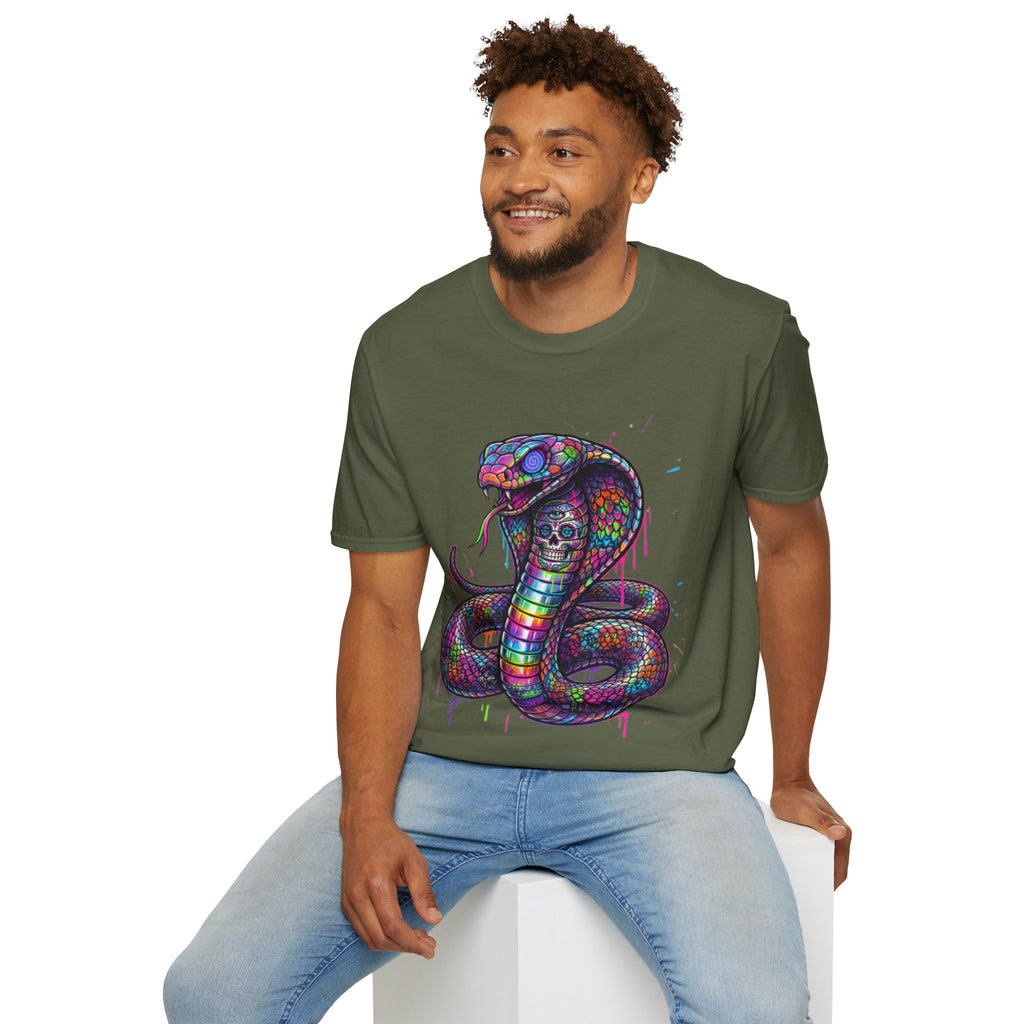 Vibrant Urban Snake Skull T-Shirt - Trendy Streetwear