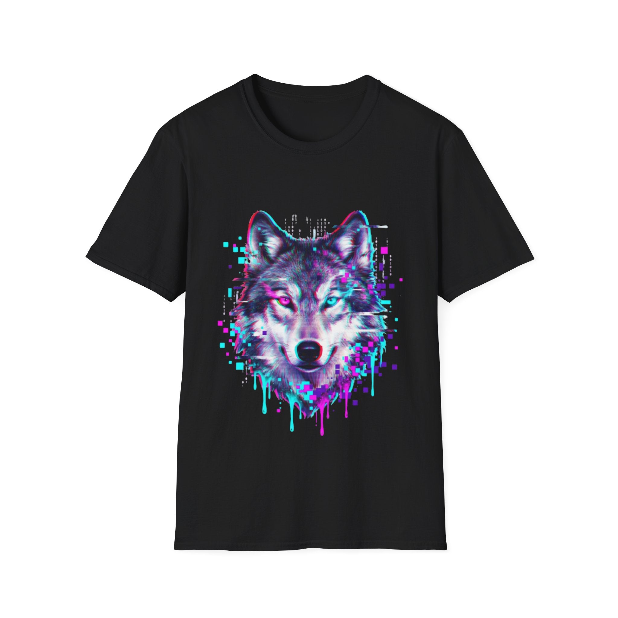 Urban Glitch Wolf Tee - Trendy Streetwear Vibes