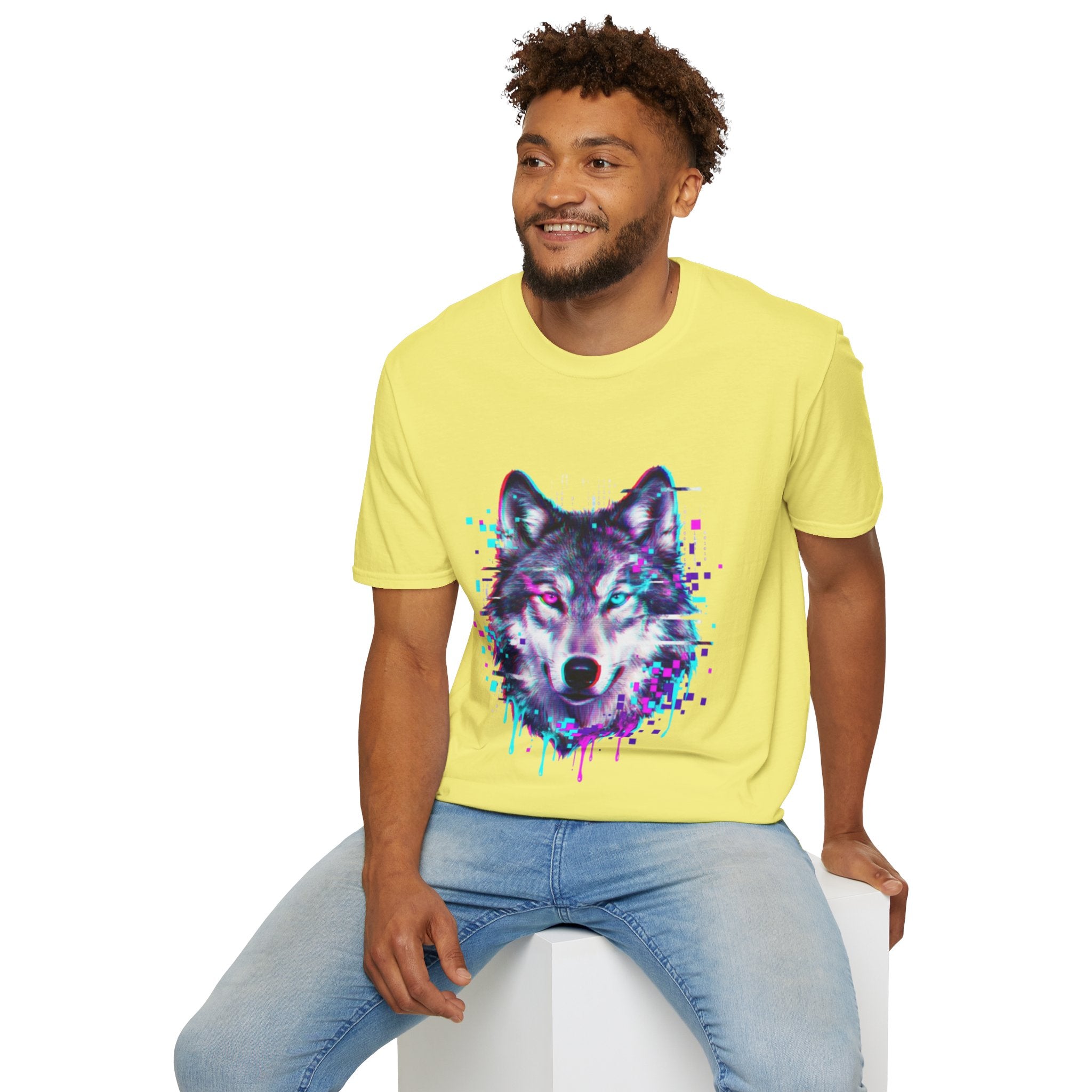 Urban Glitch Wolf Tee - Trendy Streetwear Vibes