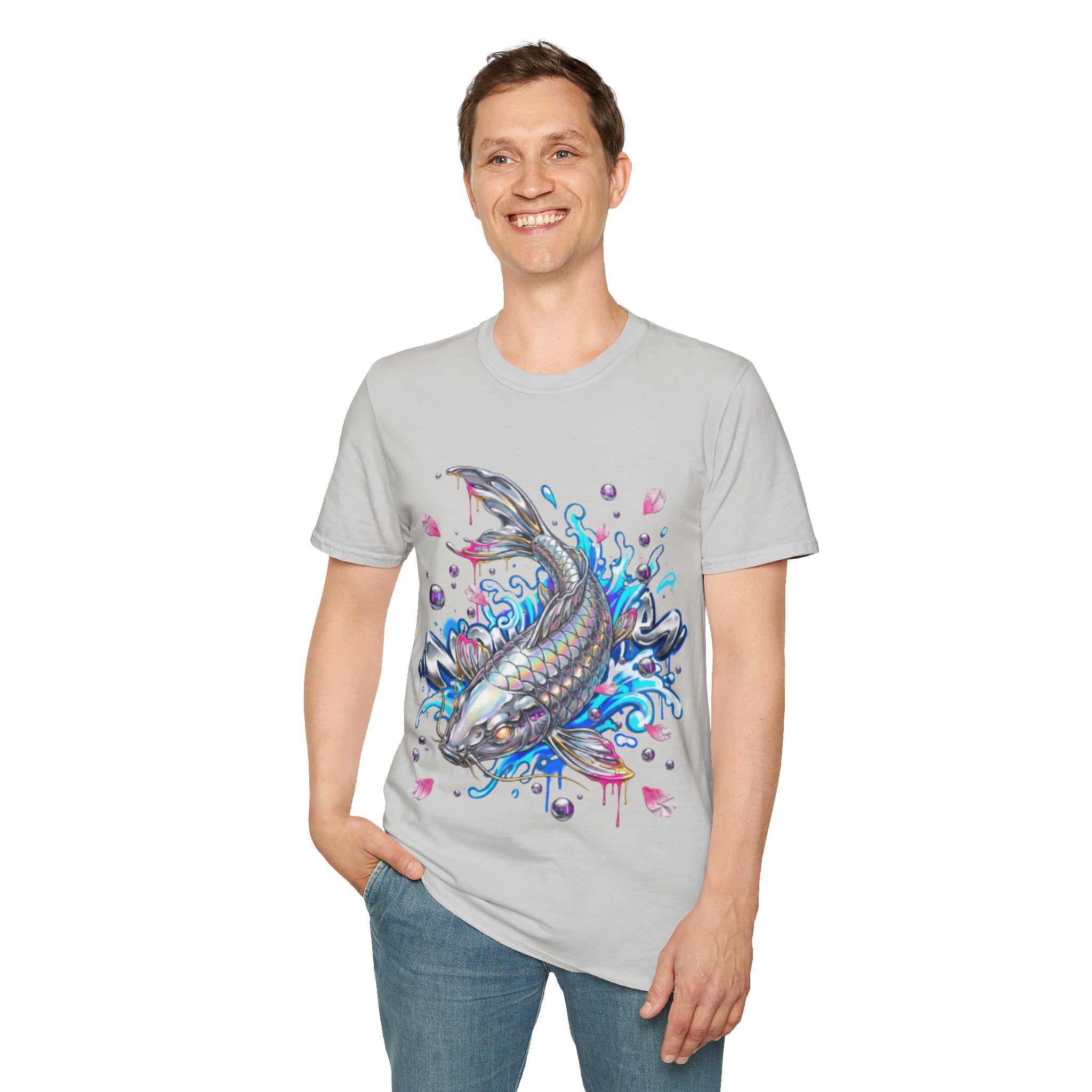 Trendy Holographic Koi T-Shirt for Urban Streetwear