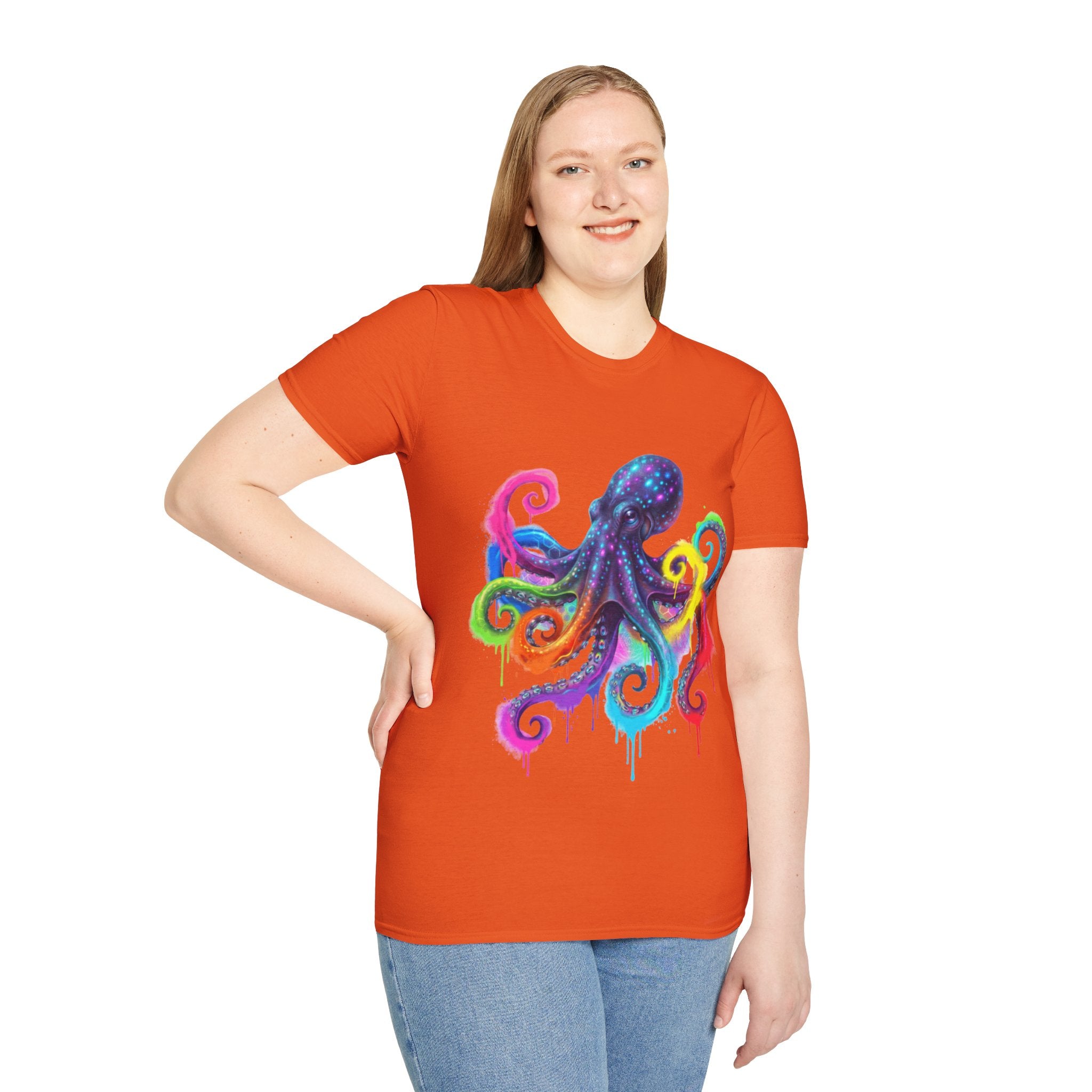 Vibrant Octopus Drip Tee - Urban Streetwear Trend
