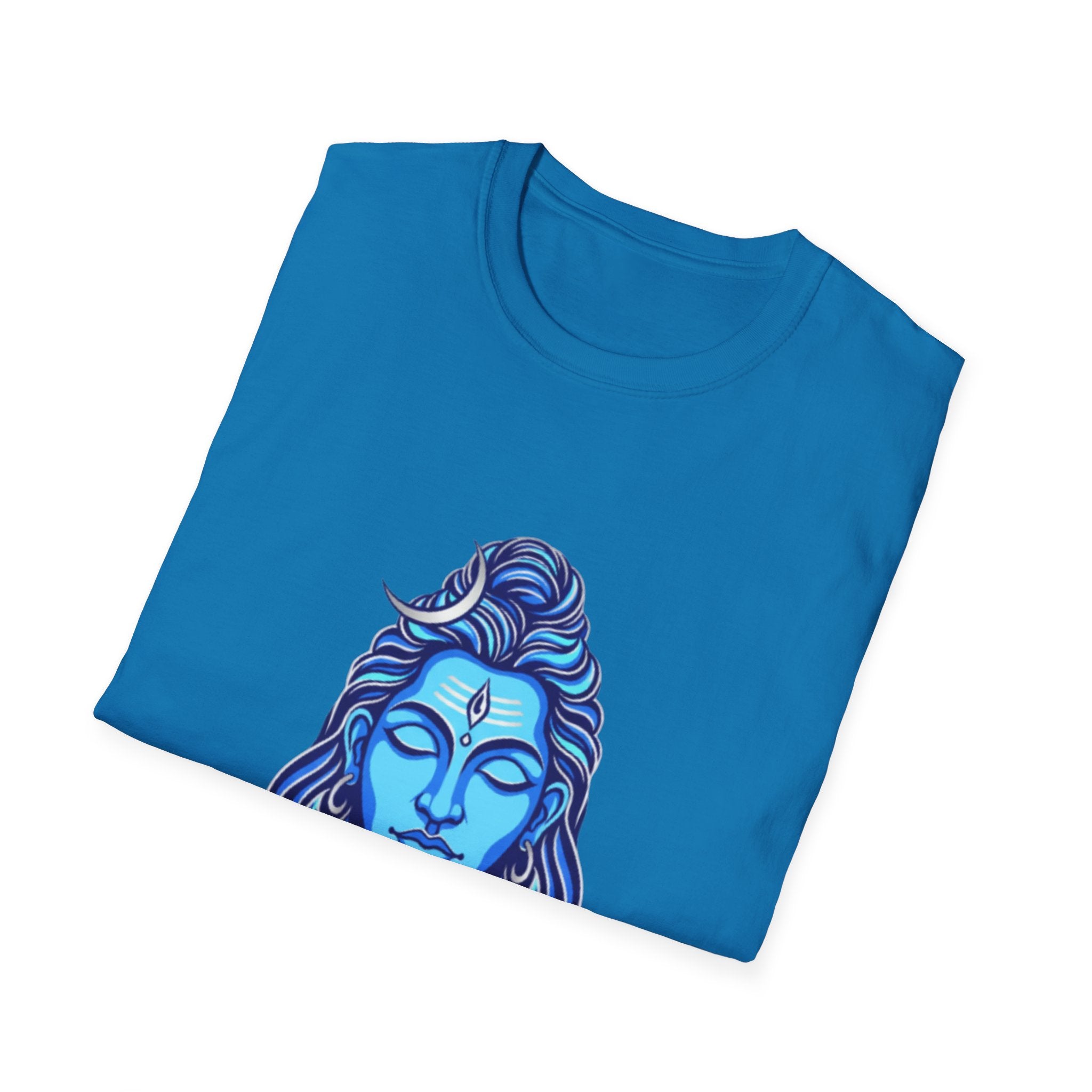 Mahadev Face on Water T-Shirt - Blue Divine Magic