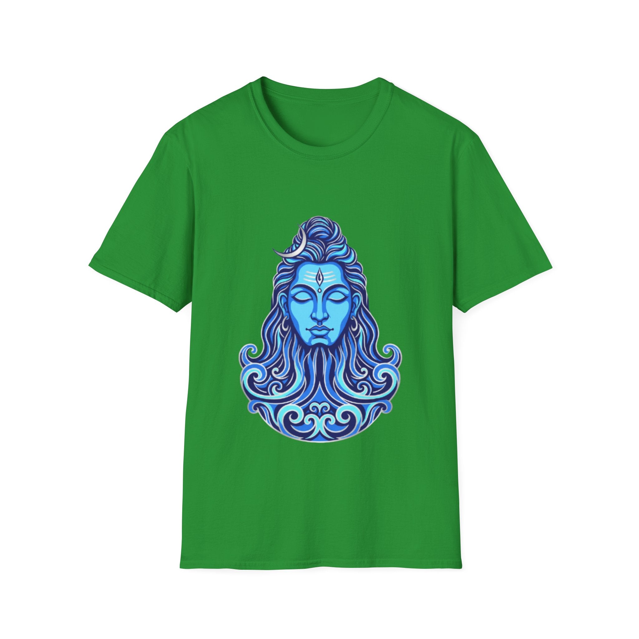 Mahadev Face on Water T-Shirt - Blue Divine Magic
