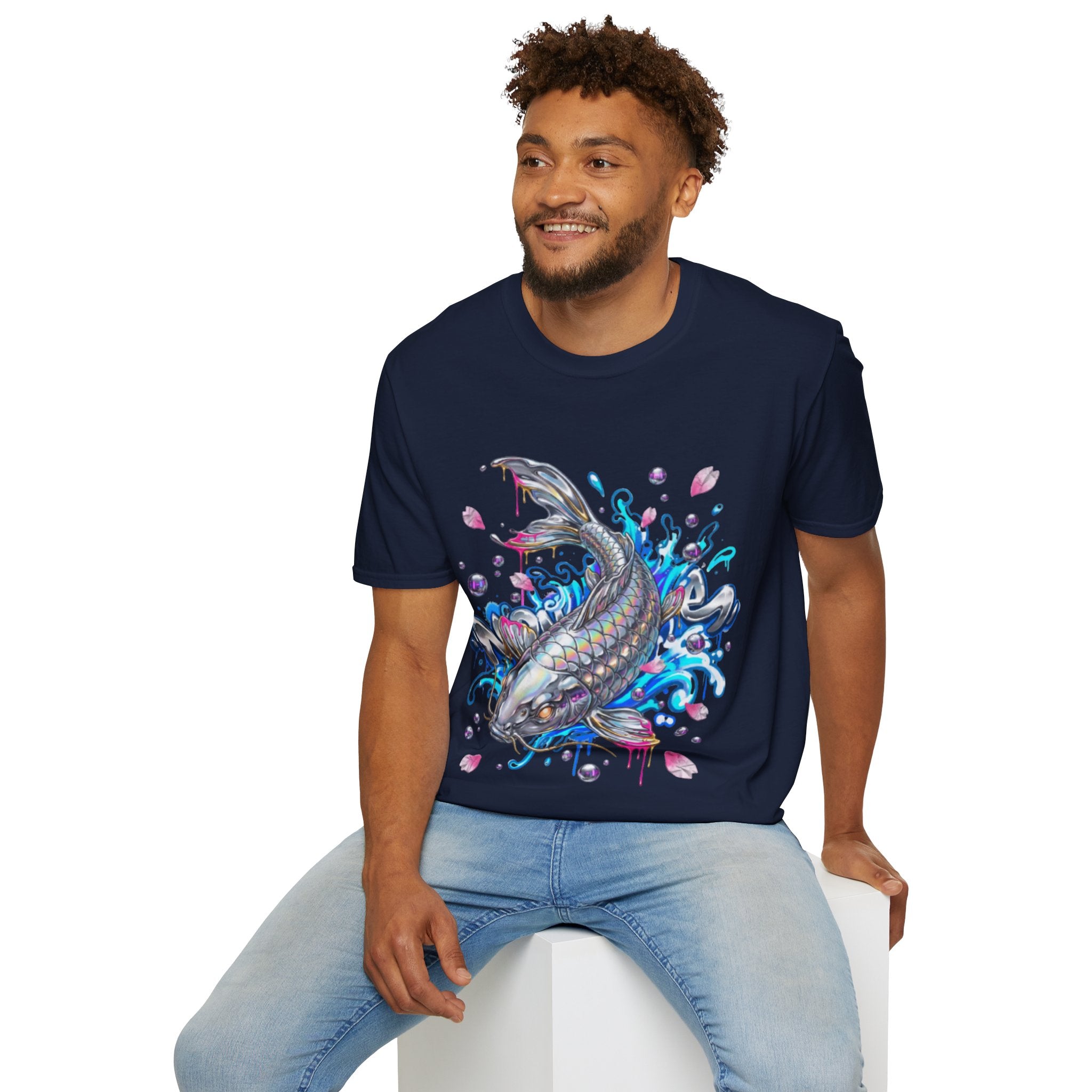 Trendy Holographic Koi T-Shirt for Urban Streetwear