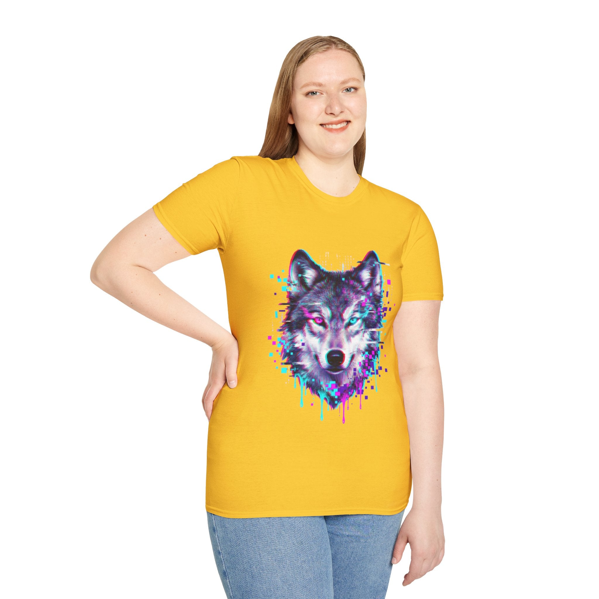 Urban Glitch Wolf Tee - Trendy Streetwear Vibes