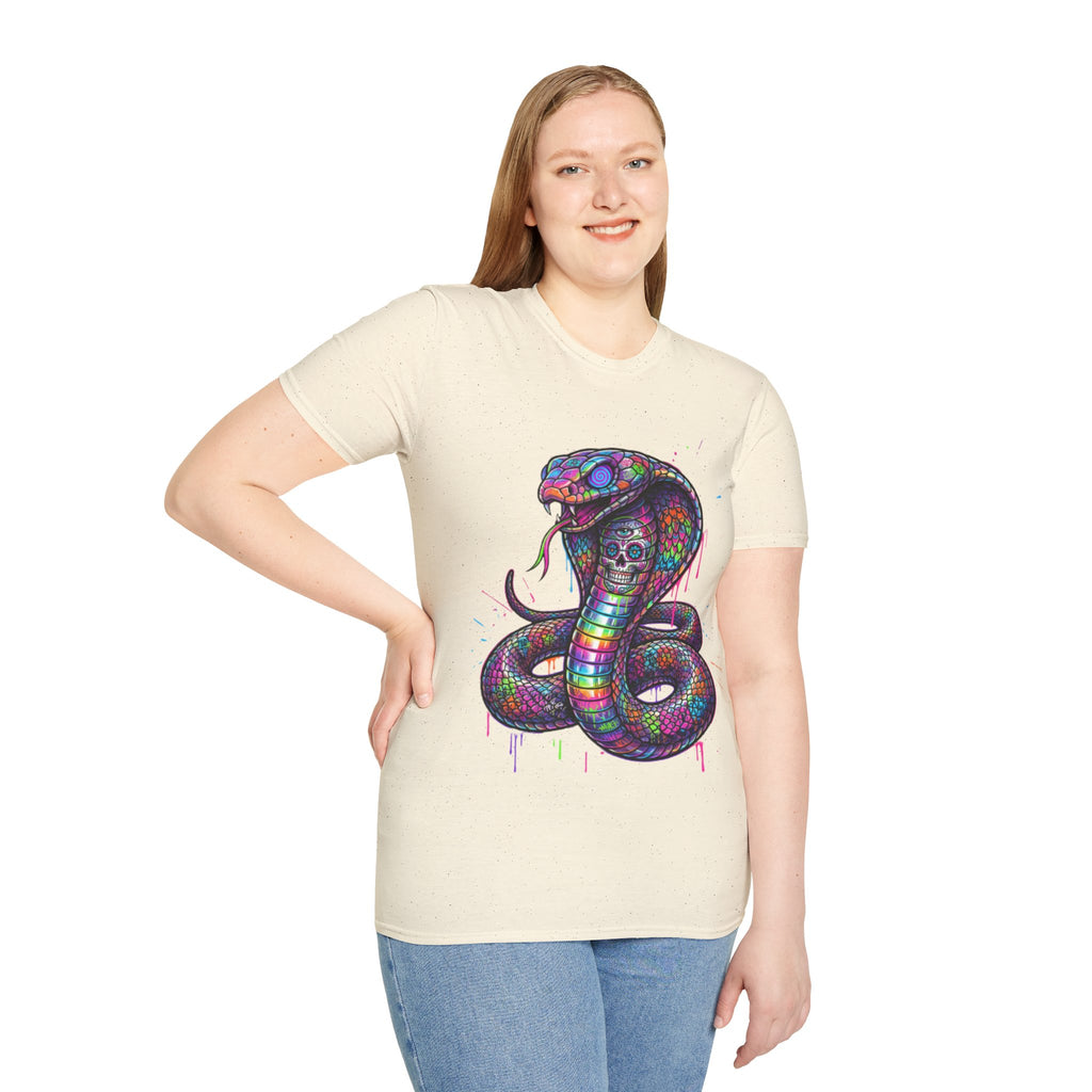 Vibrant Urban Snake Skull T-Shirt - Trendy Streetwear