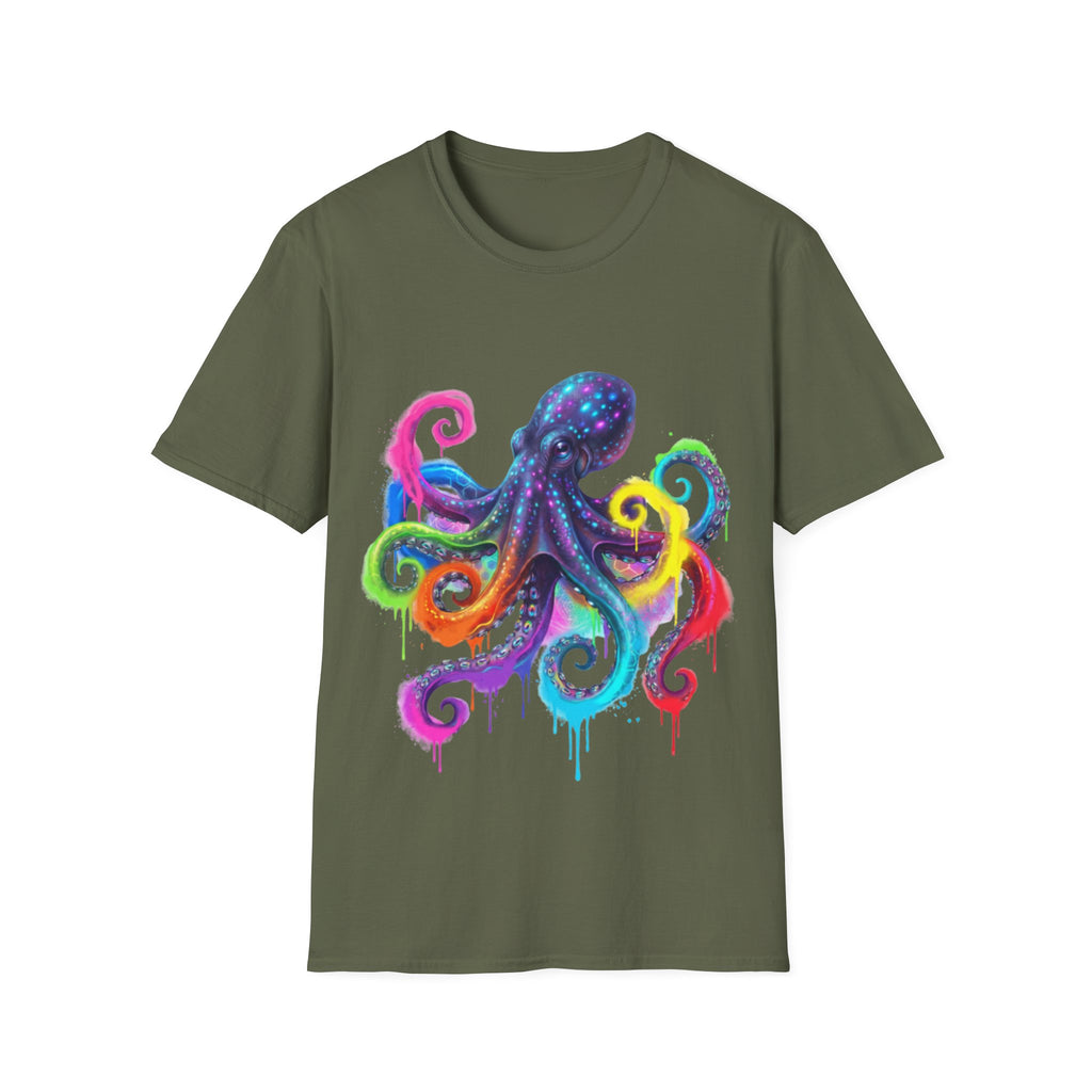 Vibrant Octopus Drip Tee - Urban Streetwear Trend