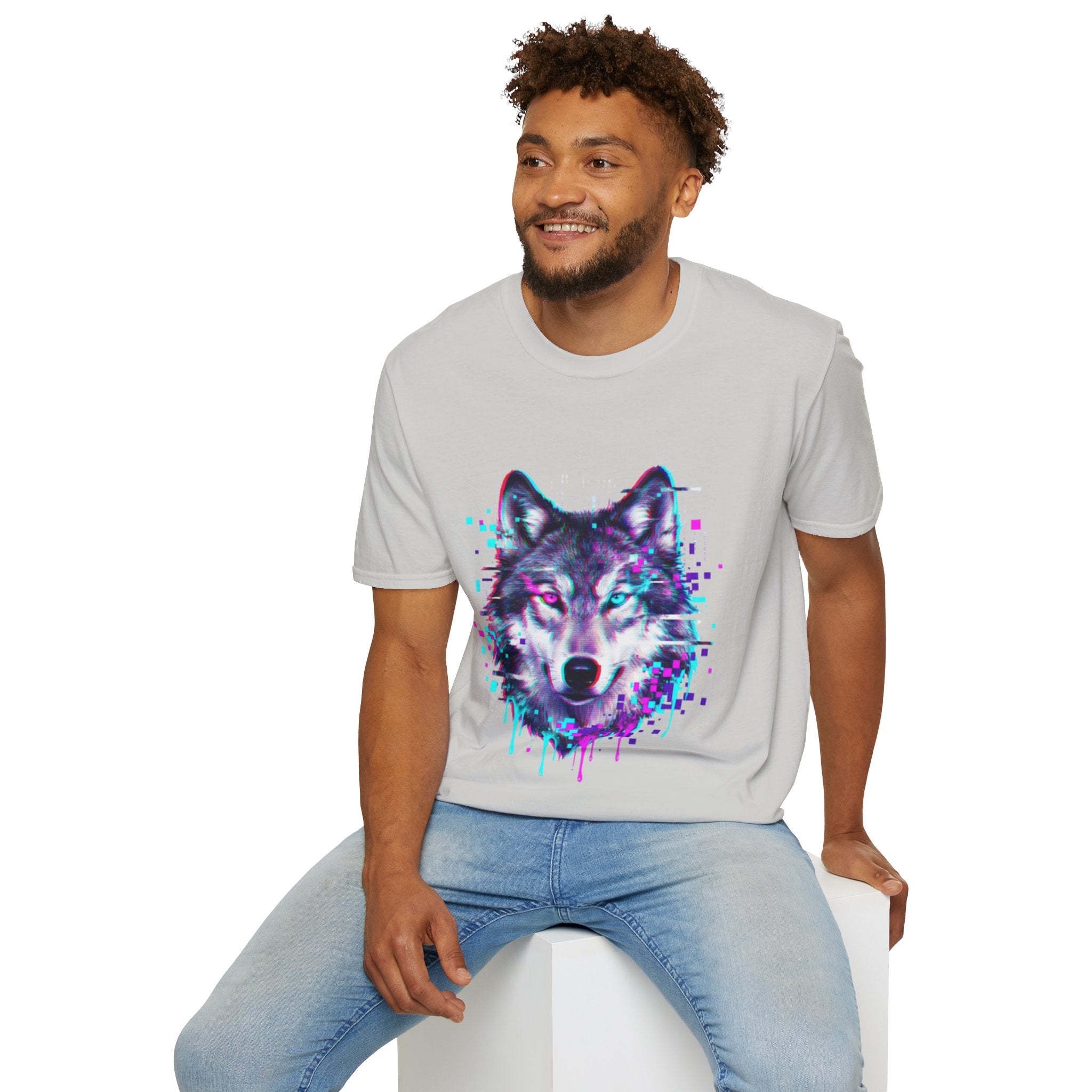Urban Glitch Wolf Tee - Trendy Streetwear Vibes