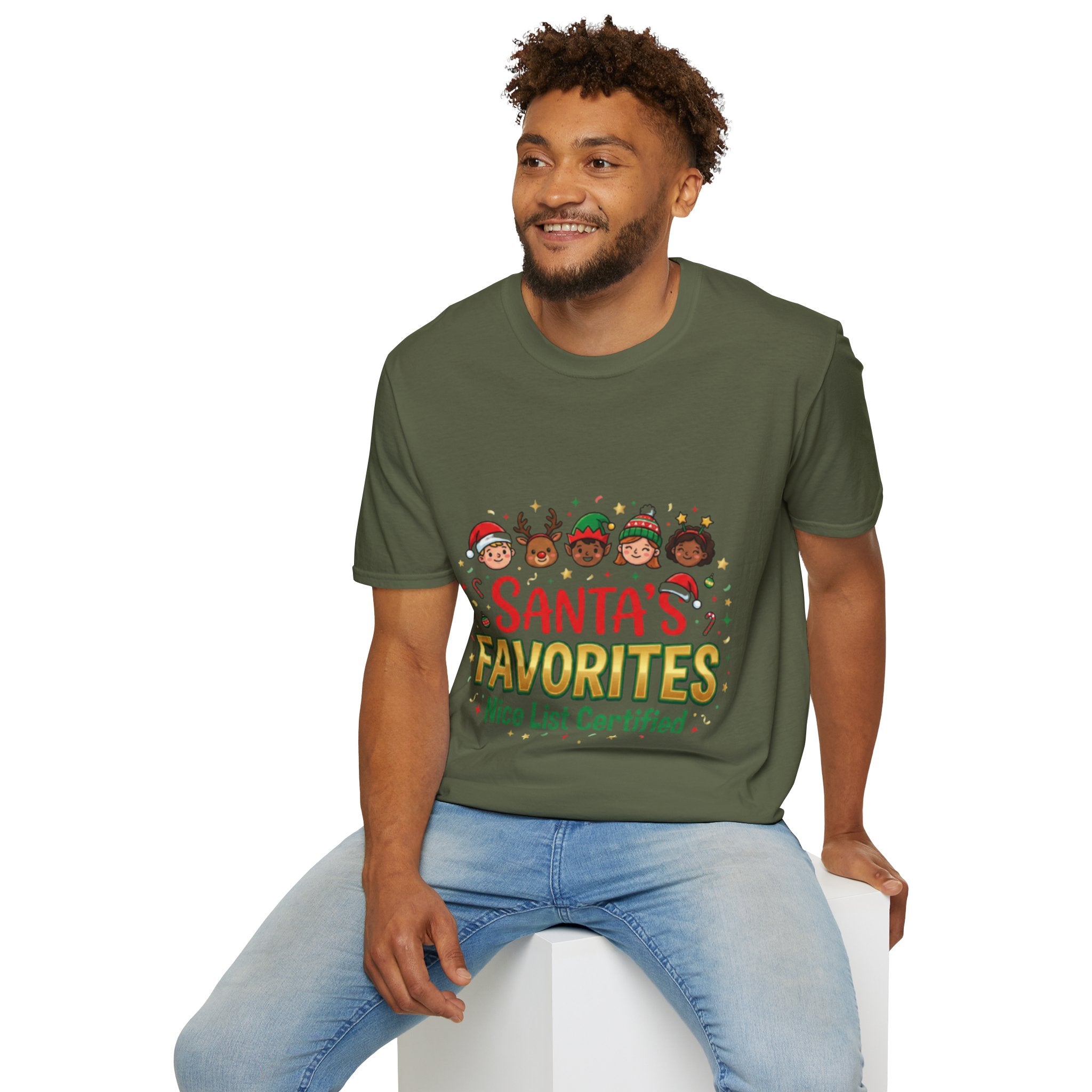 Santa's Favorites Crew T-shirt | Cute Matching Christmas Tee