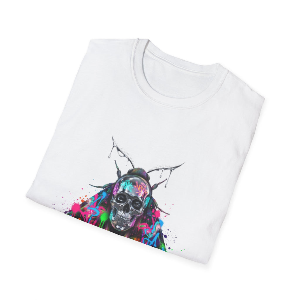 Vibrant Skull Moth Graffiti T-Shirt - Urban Streetwear