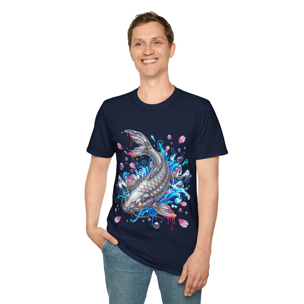 Trendy Holographic Koi T-Shirt for Urban Streetwear