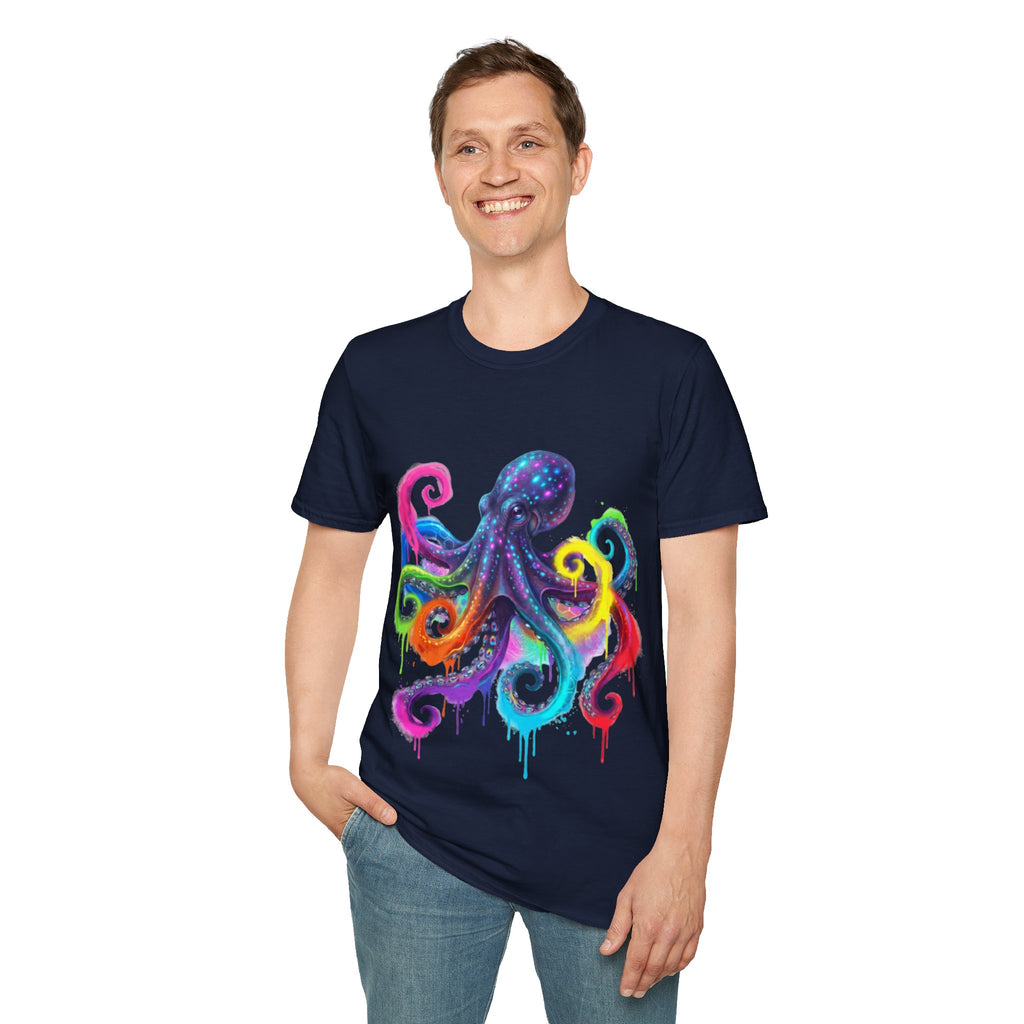 Vibrant Octopus Drip Tee - Urban Streetwear Trend