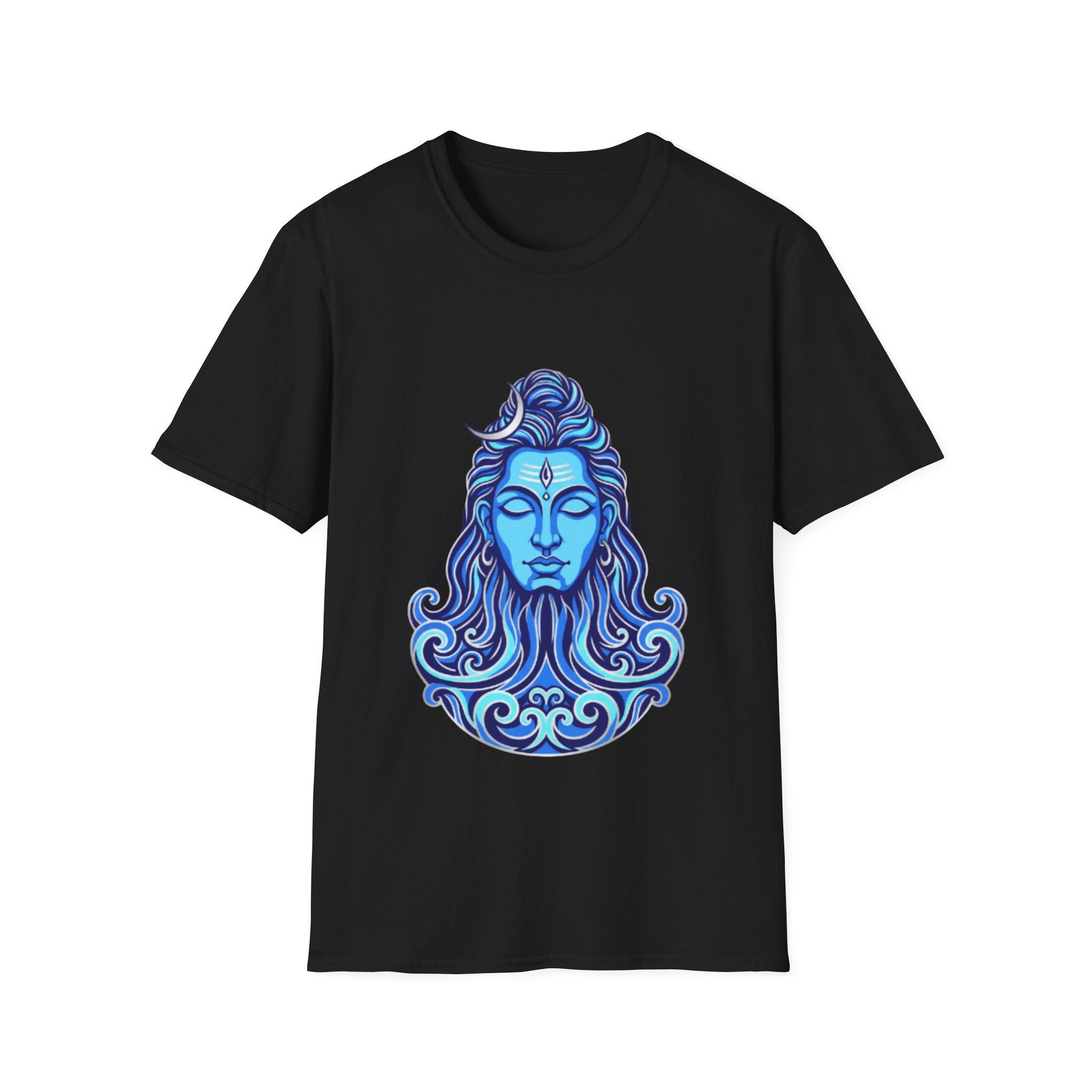 Mahadev Face on Water T-Shirt - Blue Divine Magic