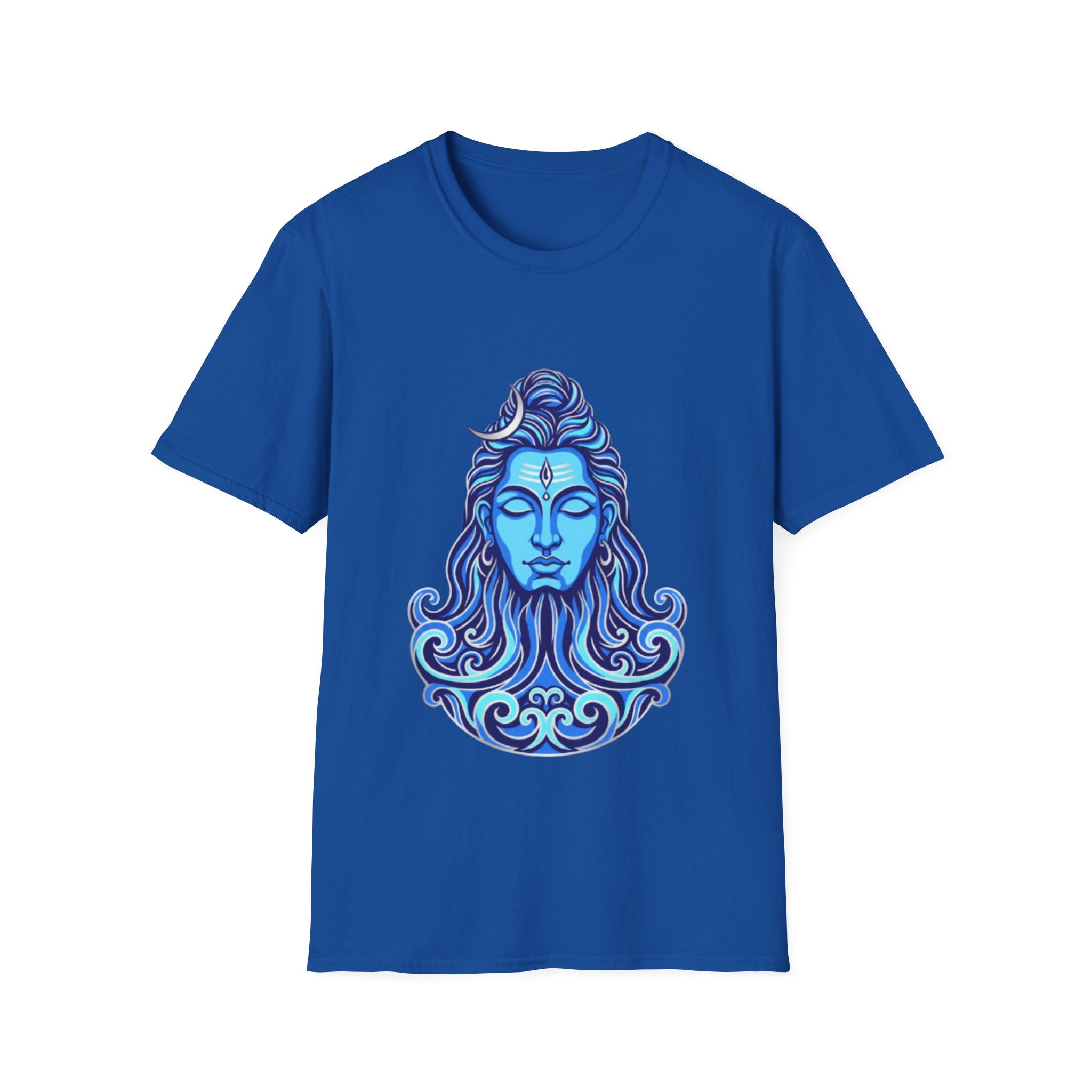 Mahadev Face on Water T-Shirt - Blue Divine Magic