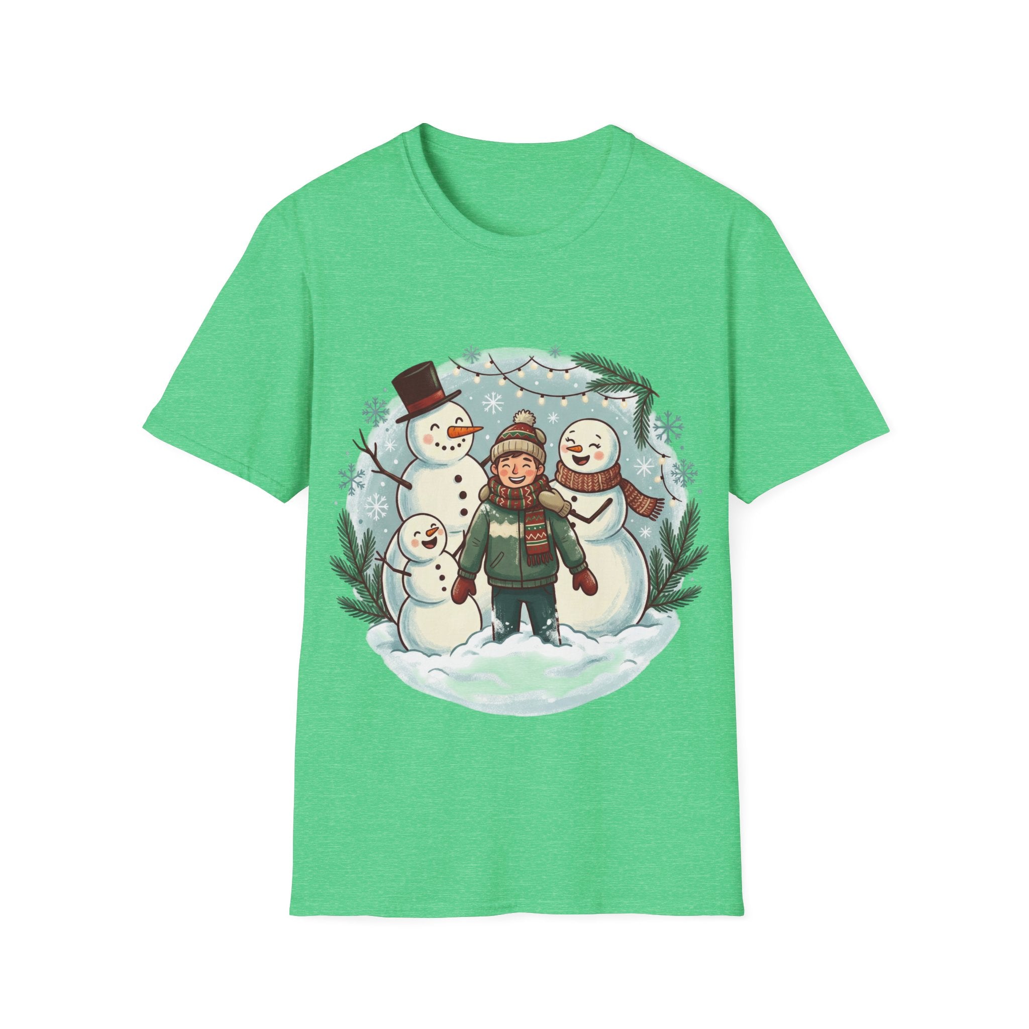 Christmas T-Shirt: Snow family making human snowman