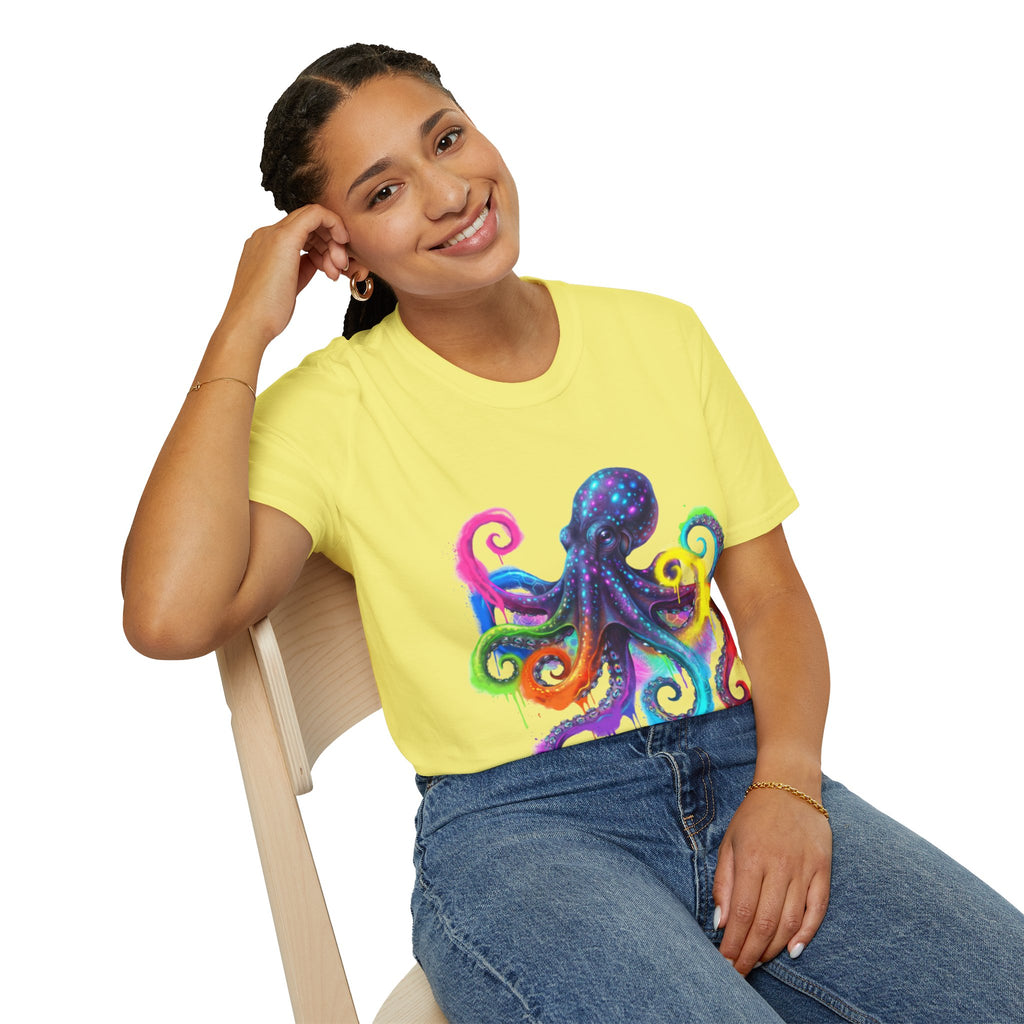 Vibrant Octopus Drip Tee - Urban Streetwear Trend