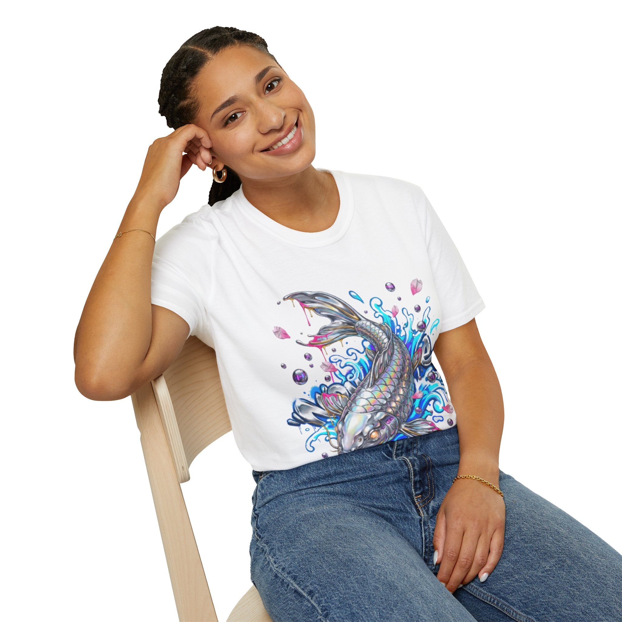 Trendy Holographic Koi T-Shirt for Urban Streetwear