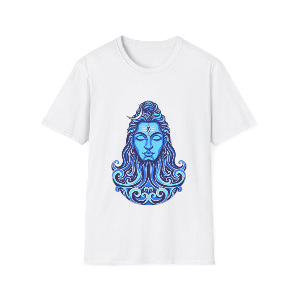 Mahadev Face on Water T-Shirt - Blue Divine Magic