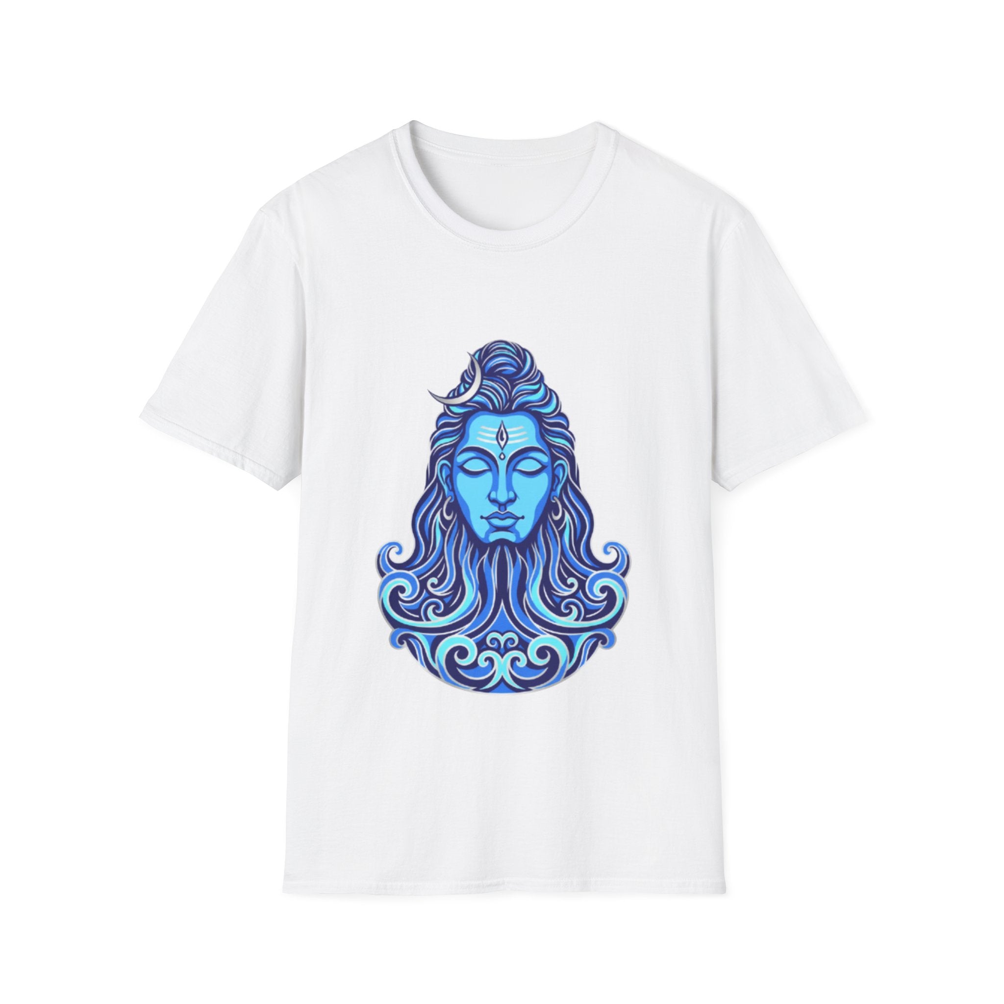Mahadev Face on Water T-Shirt - Blue Divine Magic